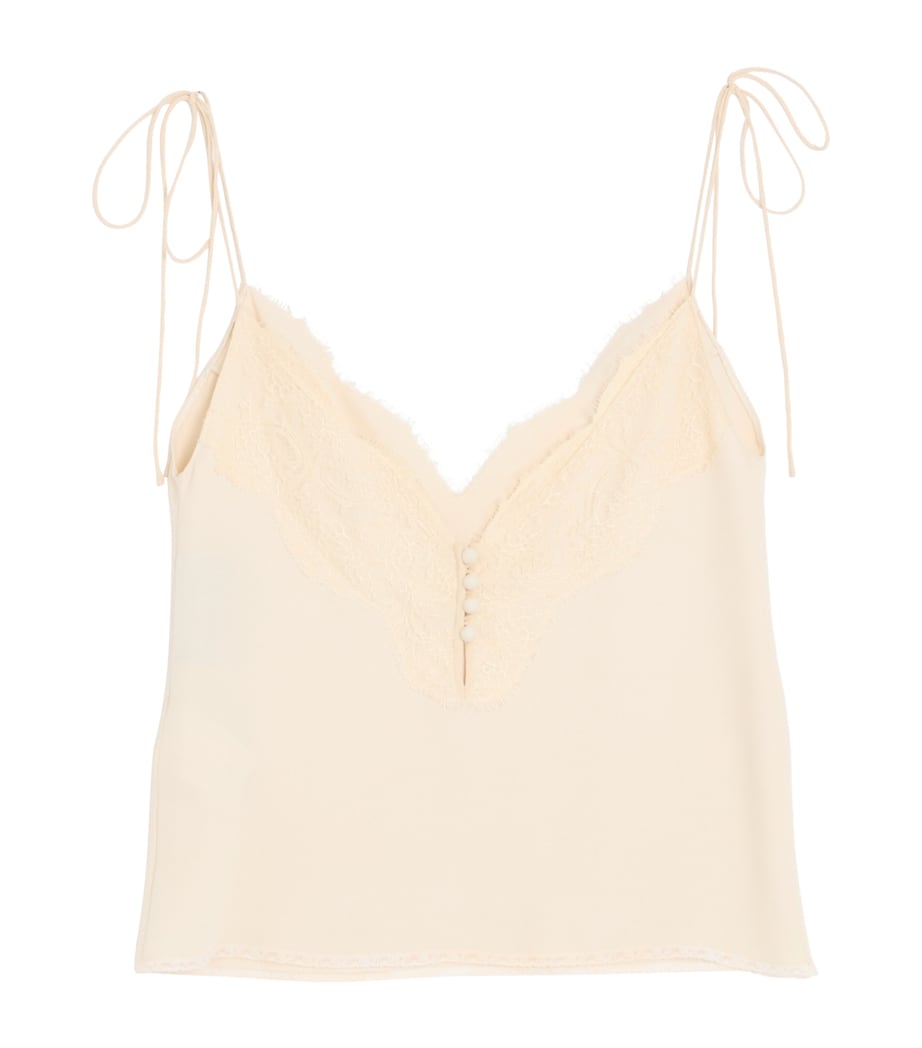 Valentino Womens Silk Lace-Trim Cami Top Image 1