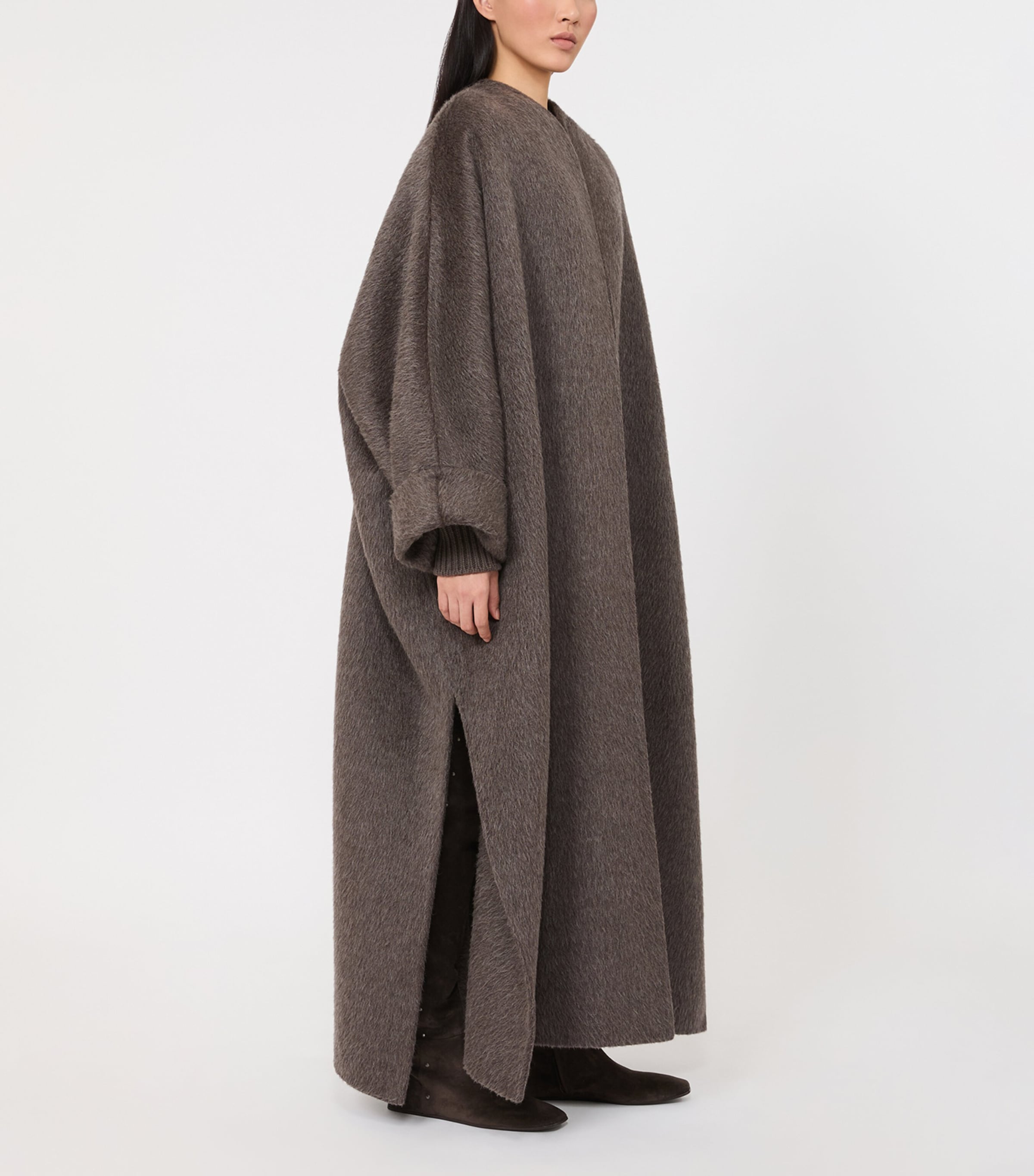 Max Mara Womens Camel Wool-Mohair Coat Mud Image 4