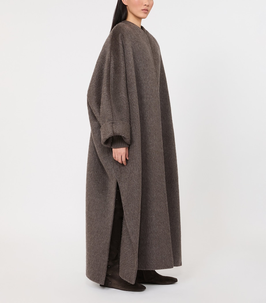 Max Mara Womens Camel Wool-Mohair Coat Mud Image 4