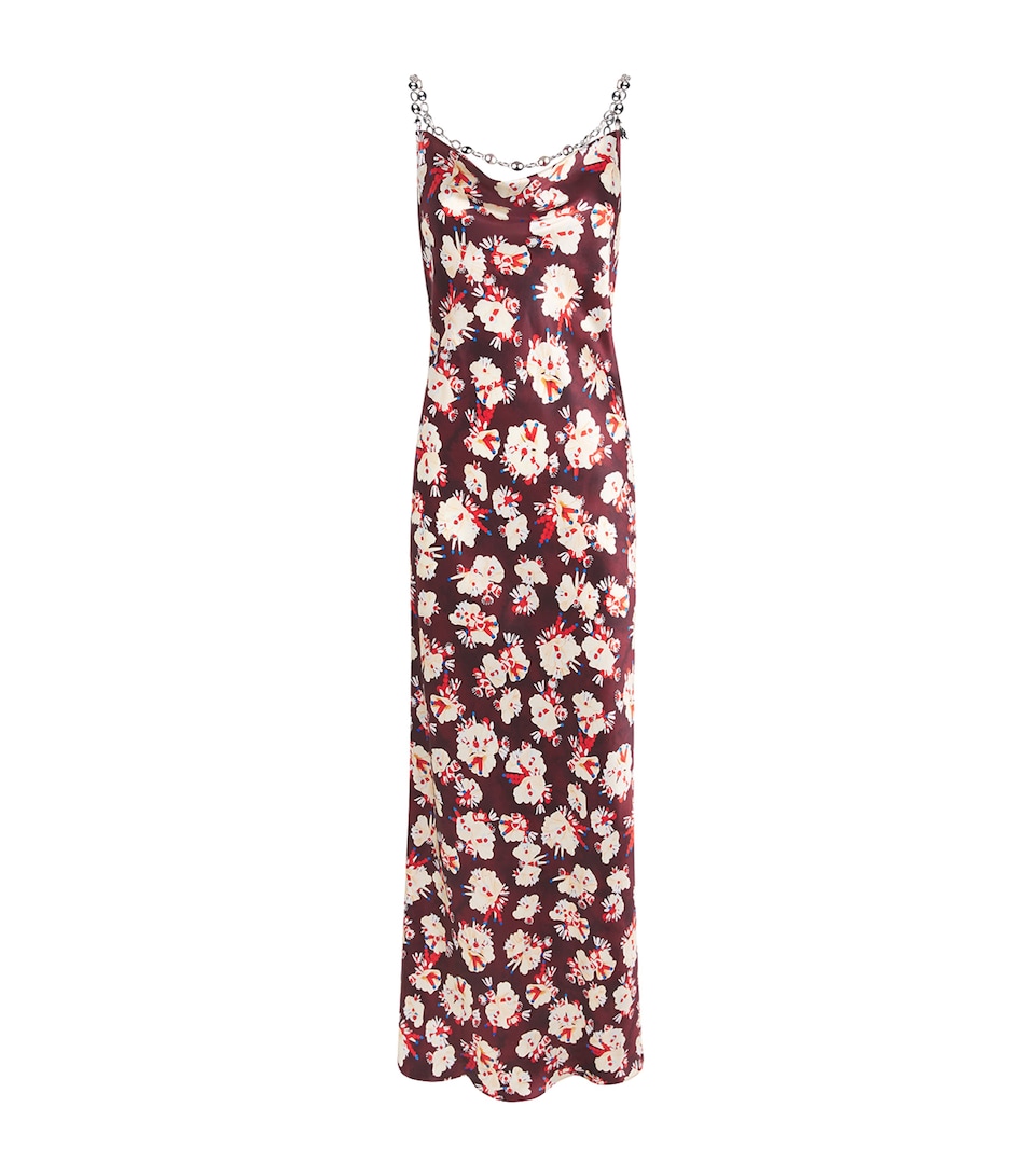 Rabanne Silk Floral Print Maxi Dress Flwrs Trms Prple/yel