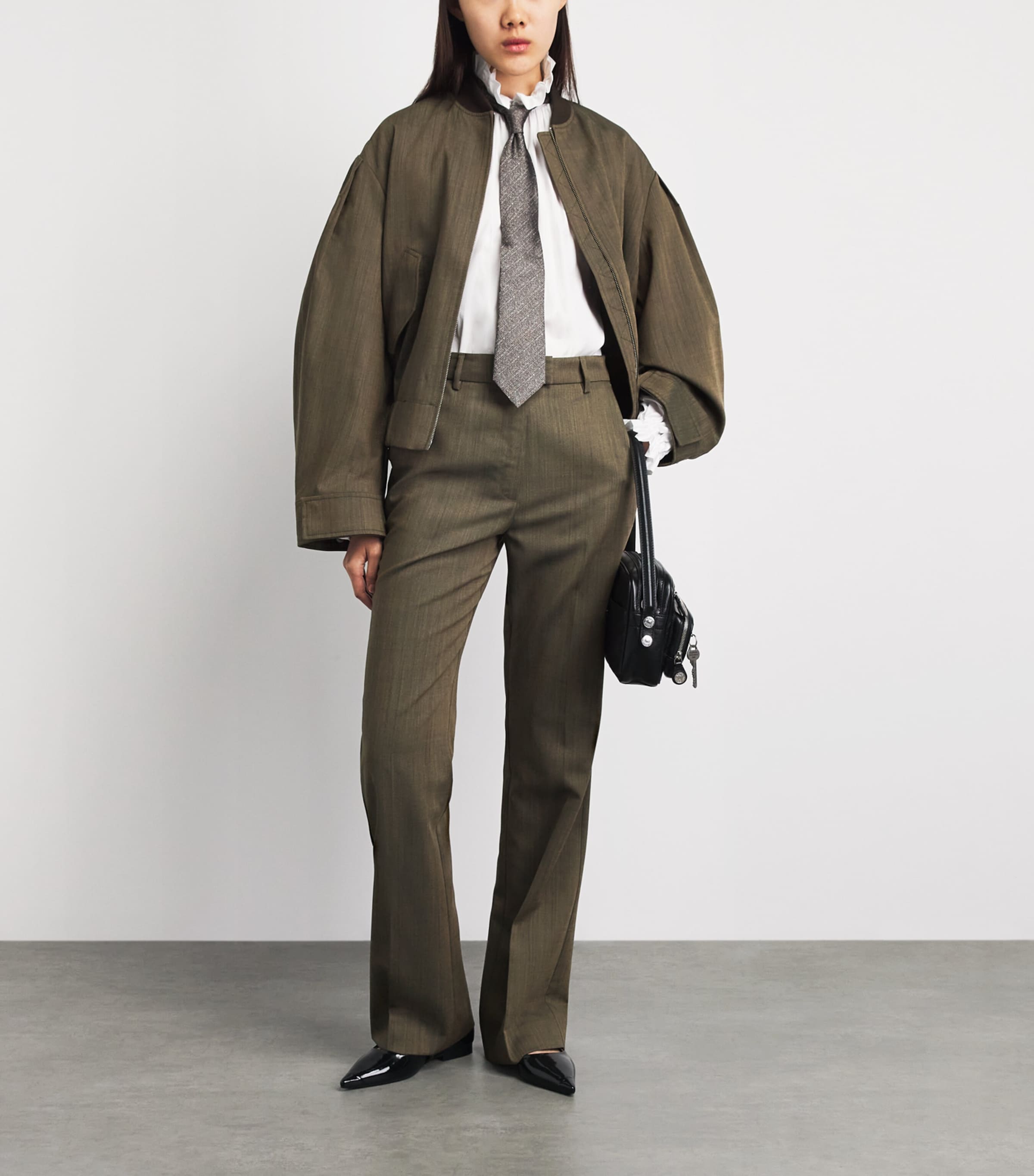 GANNI Womens Wool Straight Trousers Zxz Canteen Image 2
