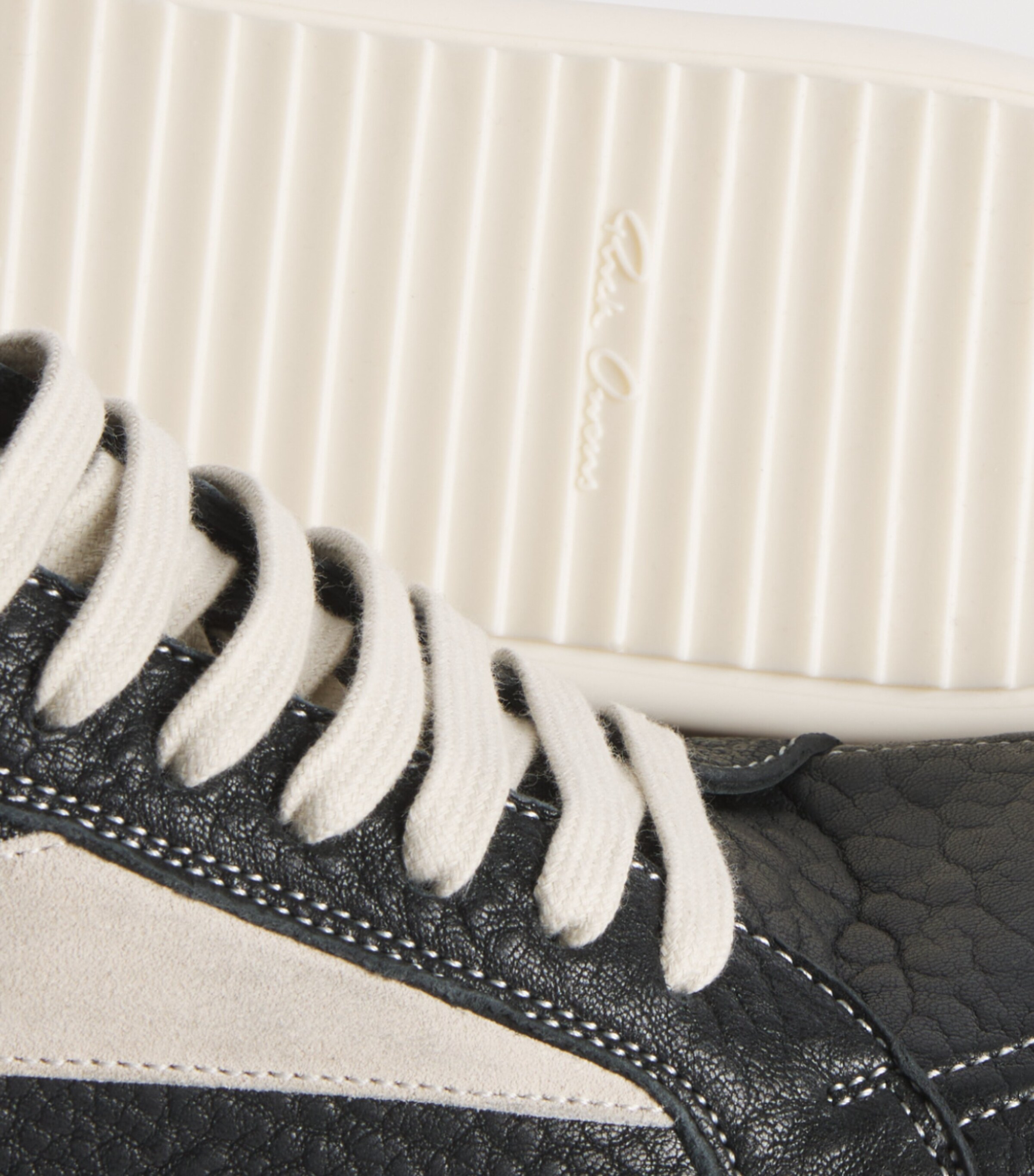 Rick Owens Leather Vintage Sneakers Black/milk Image 6