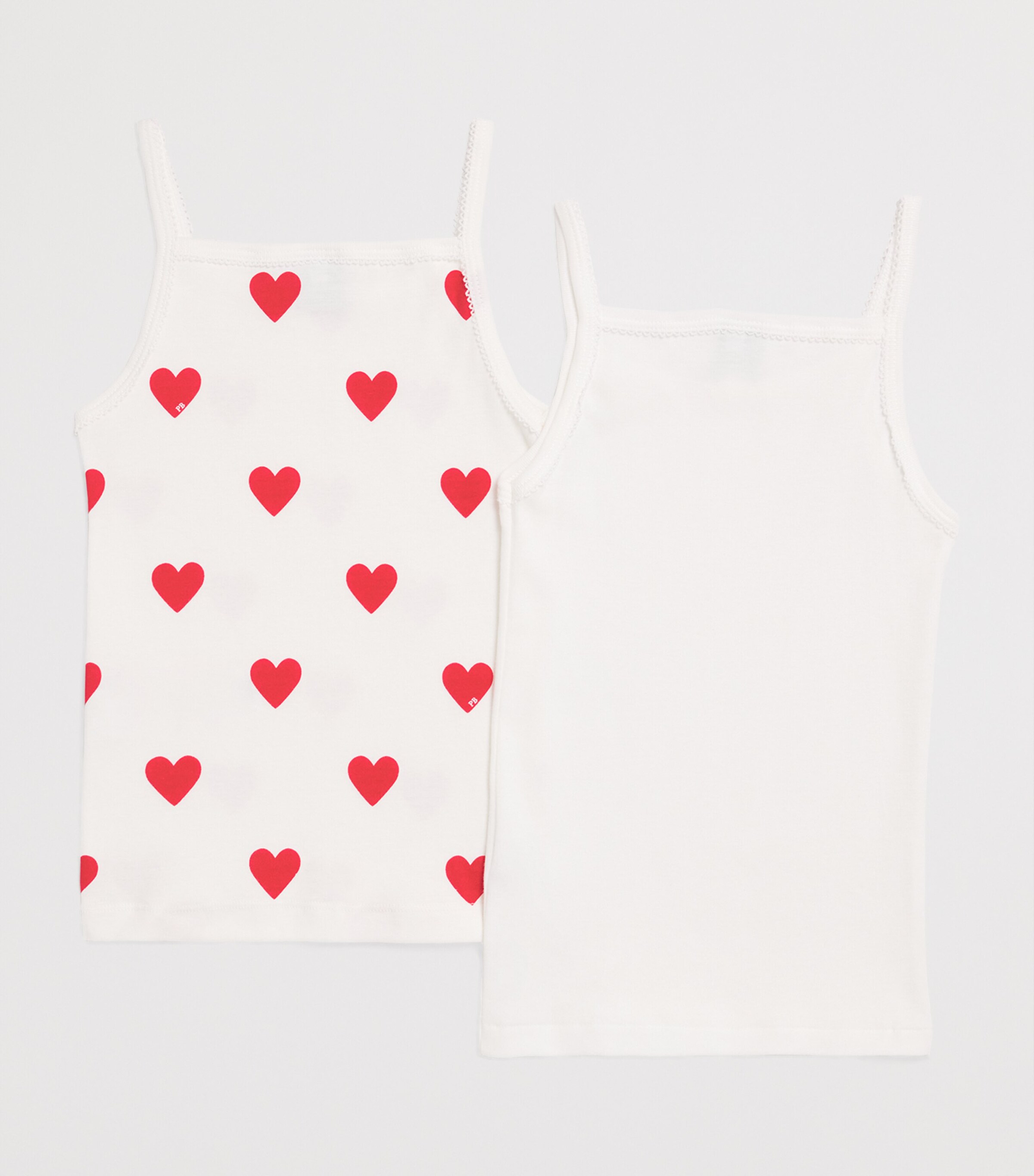Petit Bateau Set of 2 Cotton Heart Tank Tops (4-12 Years) Multi Image 2
