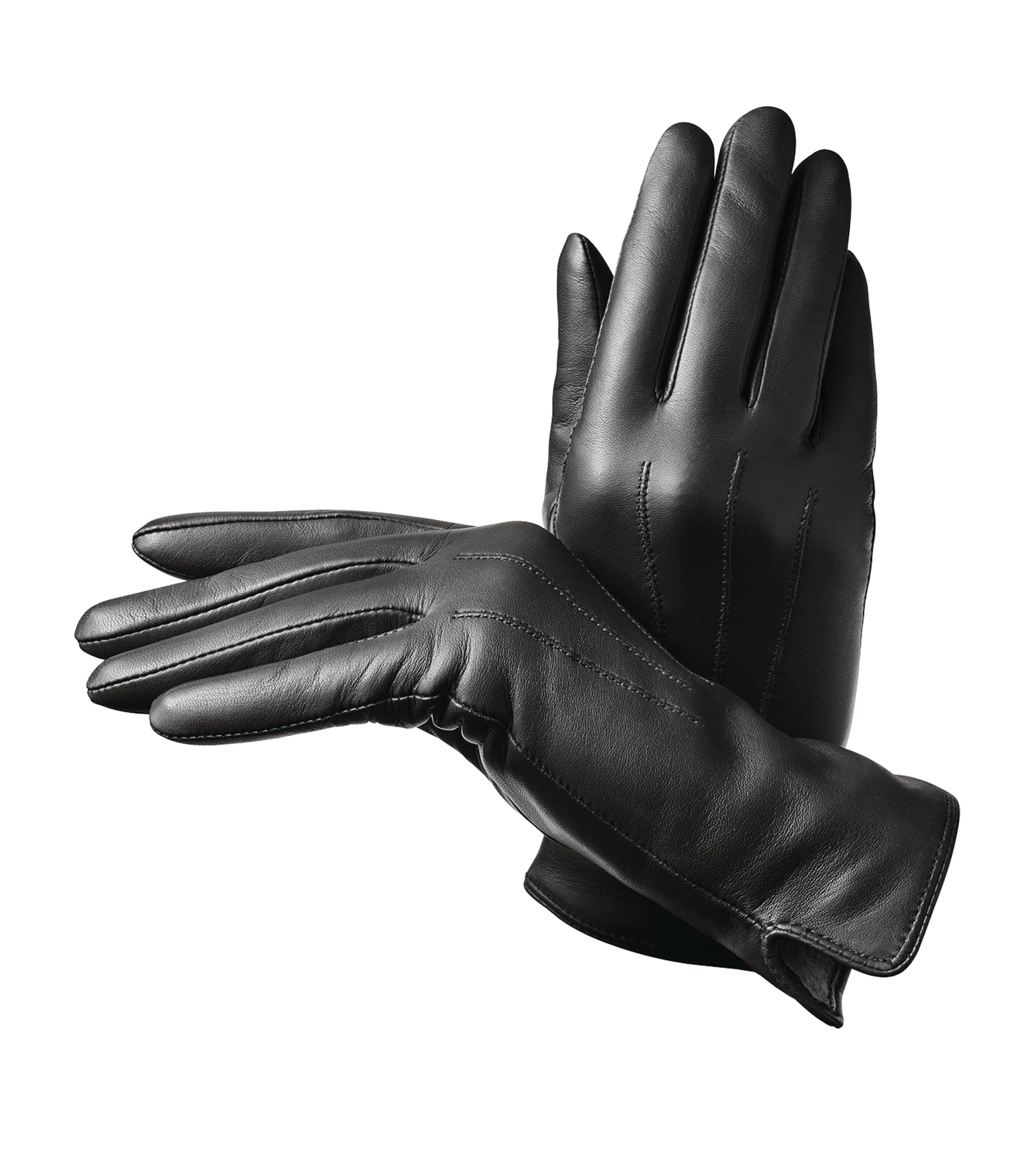 Women's Cashmere-Wool-Lined Leather Gloves (Small) BLACK Image 3