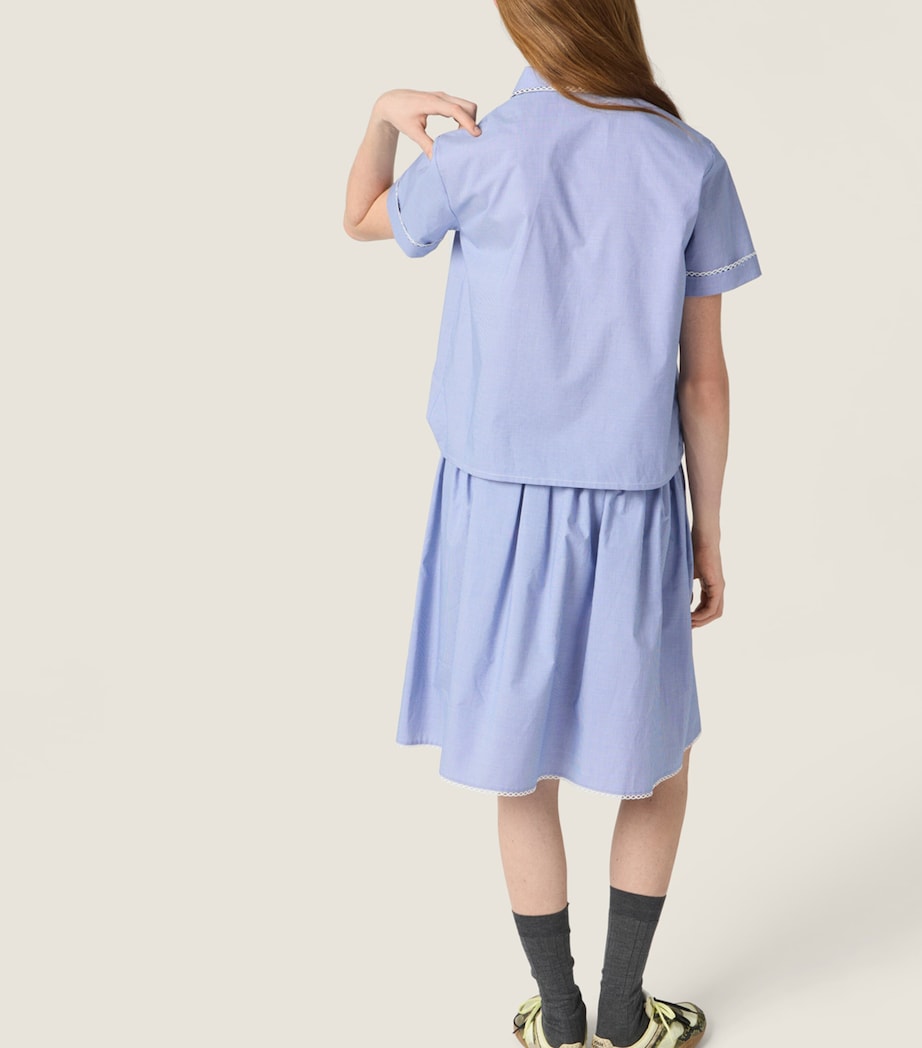 Miu Miu Womens Cotton Gingham Shirt White Image 3