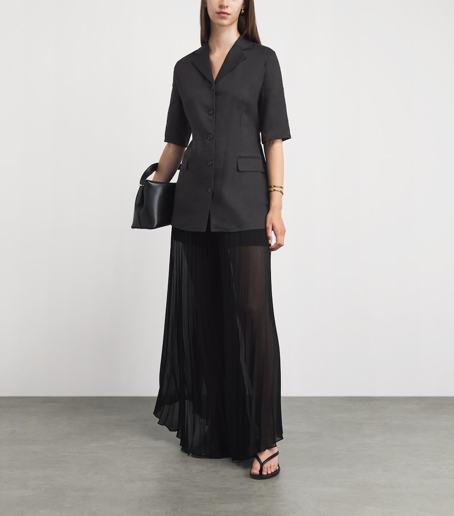 Theory Womens Linen-Blend Blazer Black Image 2