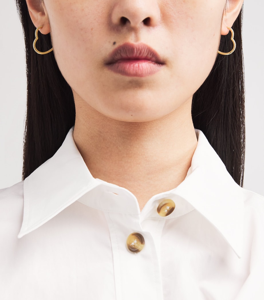 Yellow Gold and Diamond Edith Heart Hoop Earrings YELLOW GOLD Image 5