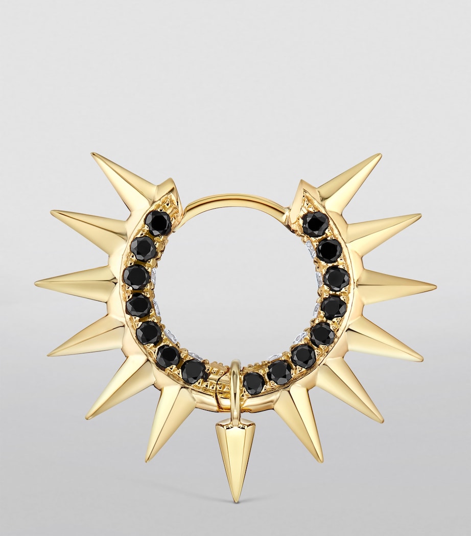 Yellow Gold Black and White Diamond Pavé Metal Mohawk Hoop Earring (8mm) YELLOW GOLD Image 3