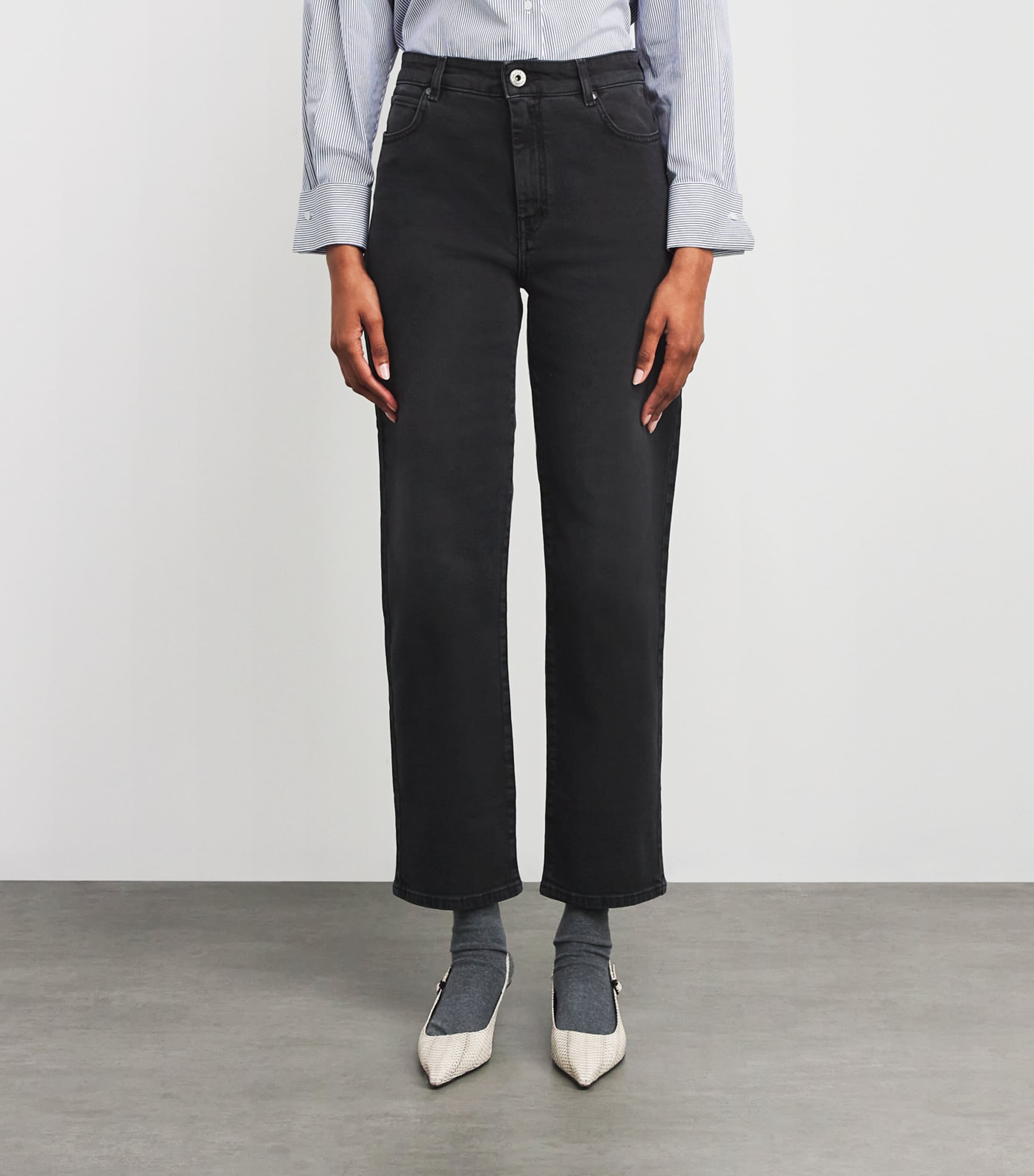 High-Rise Straight Jeans BLACK Image 3