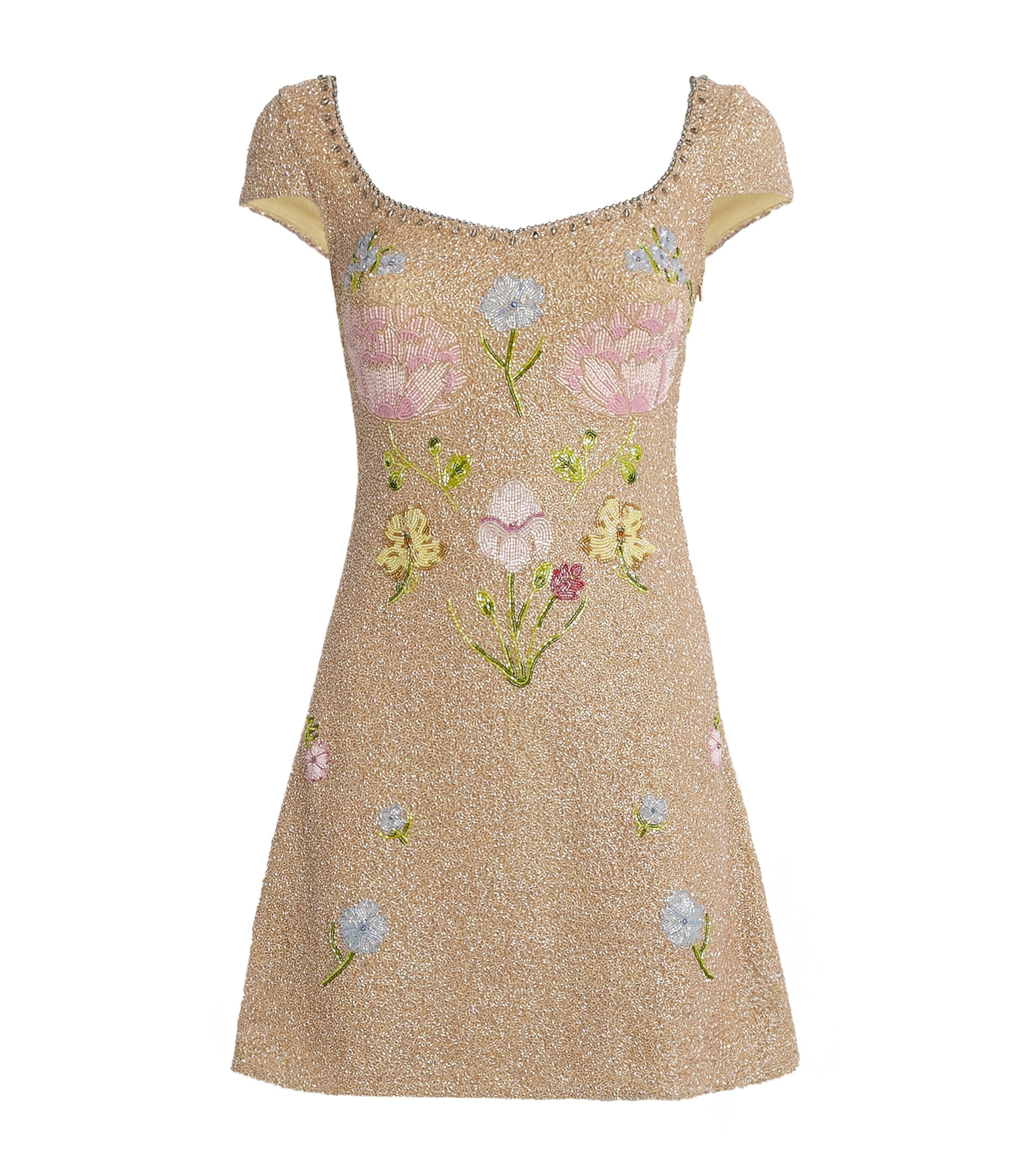 Clio Peppiatt Womens Embellished Marie Mini Dress Champagne Image 1