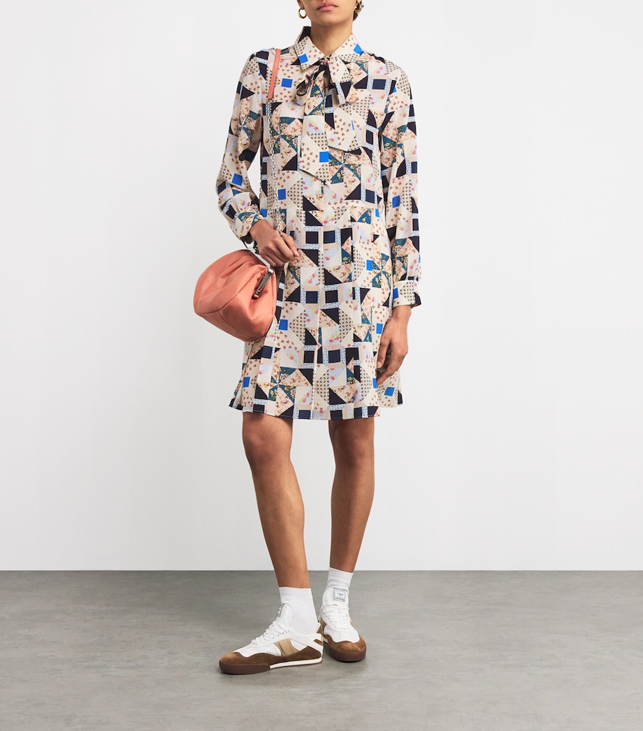 Silk Printed Mini Dress BEIGE Image 2