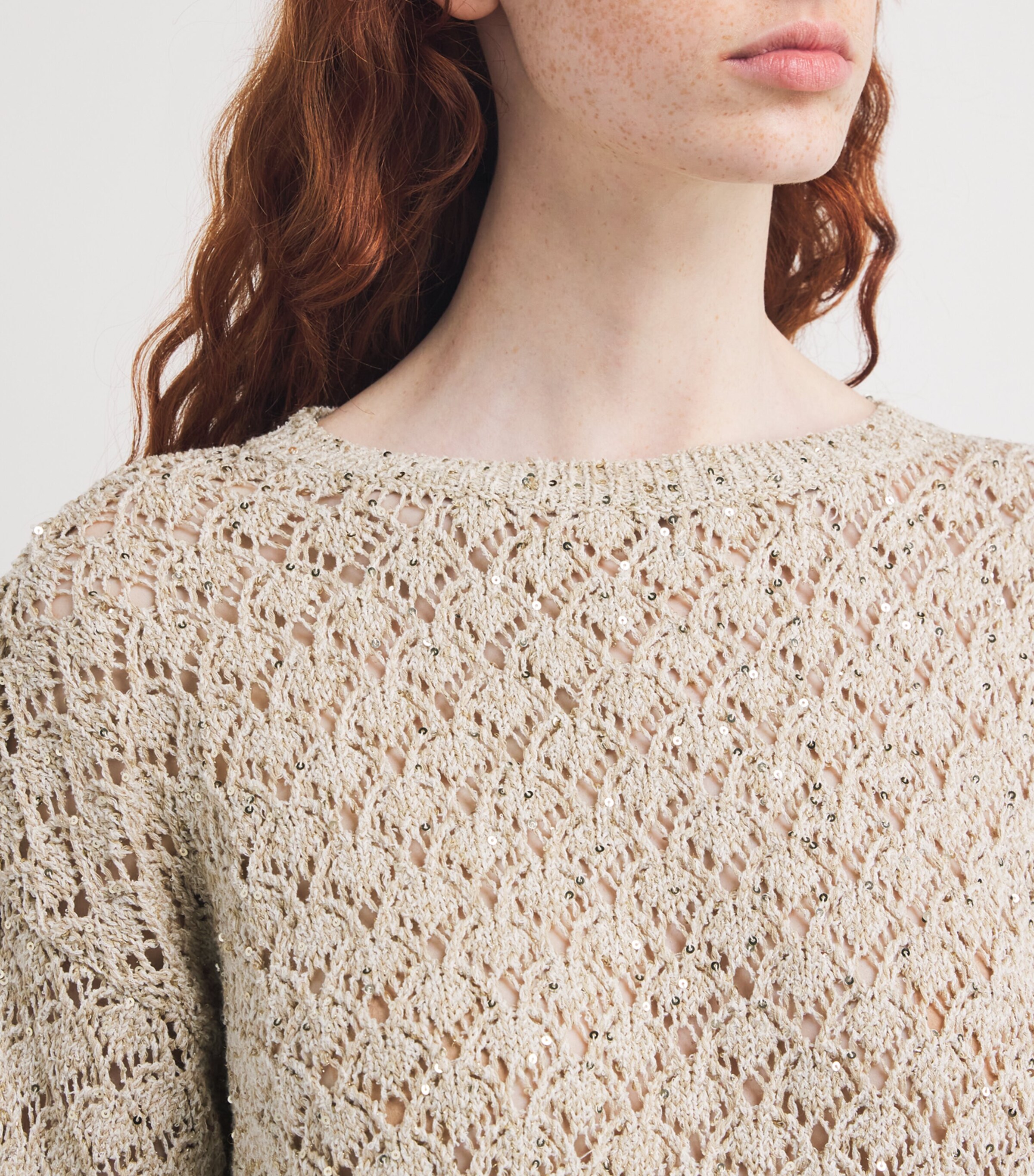 Eleventy Womens Cotton Sequinned Sweater Sabbia Image 6