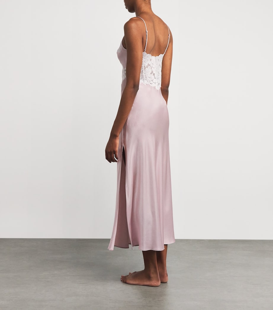 Satin Lace-Trim Caroline Nightdress POWDER Image 3