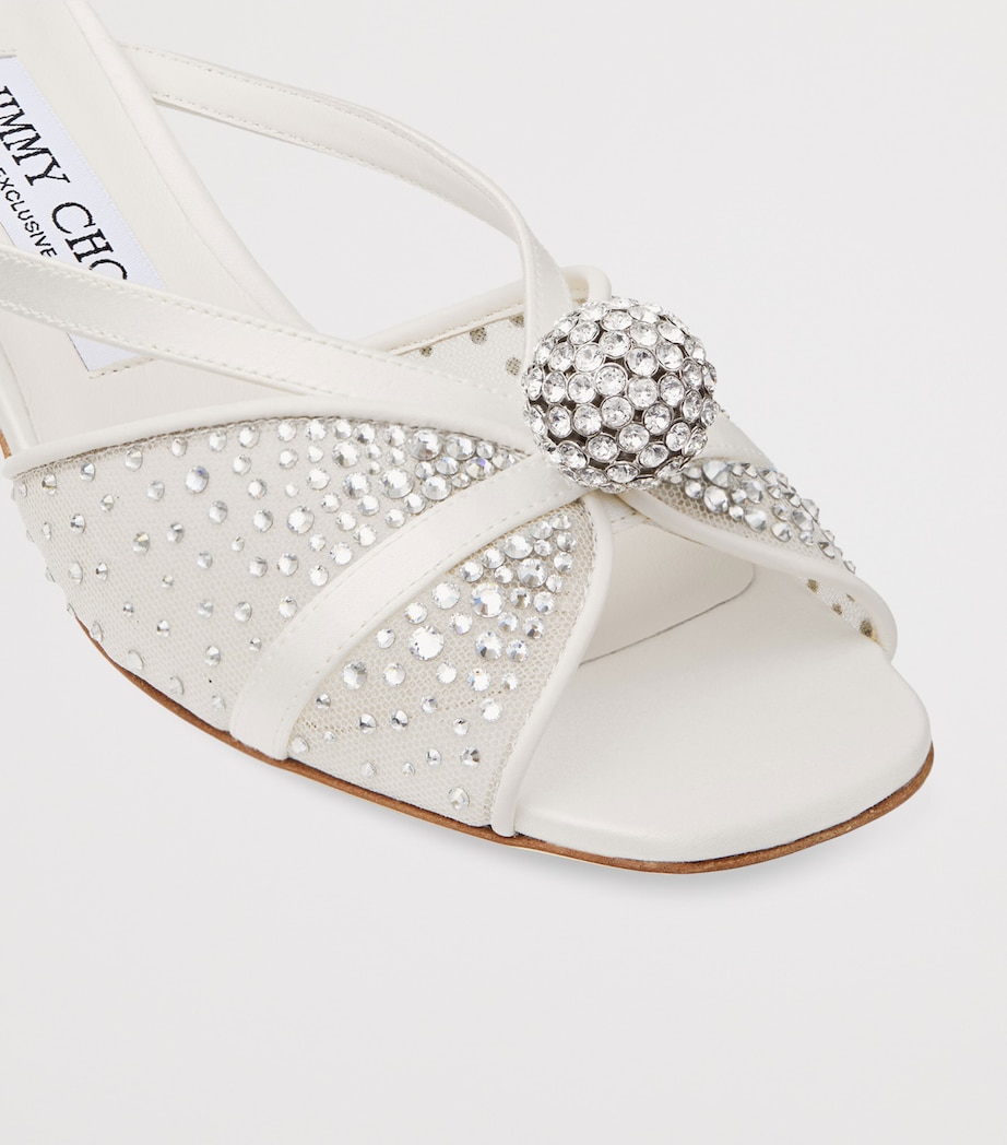 Siva 50 Embellished Heeled Mules IVORY MIX Image 5