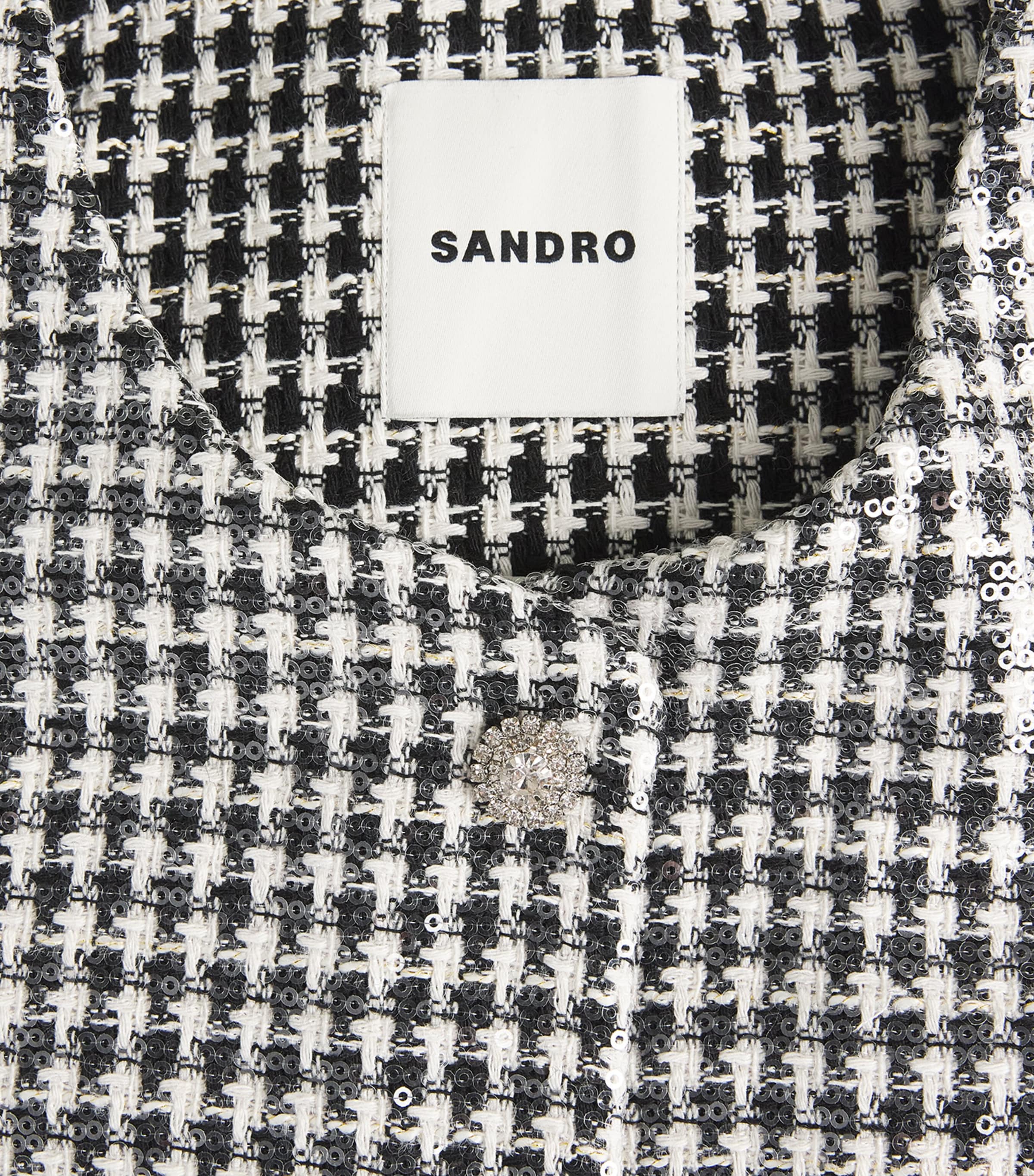 Tweed Houndstooth Sequin Jacket BLACK / WHITE Image 5
