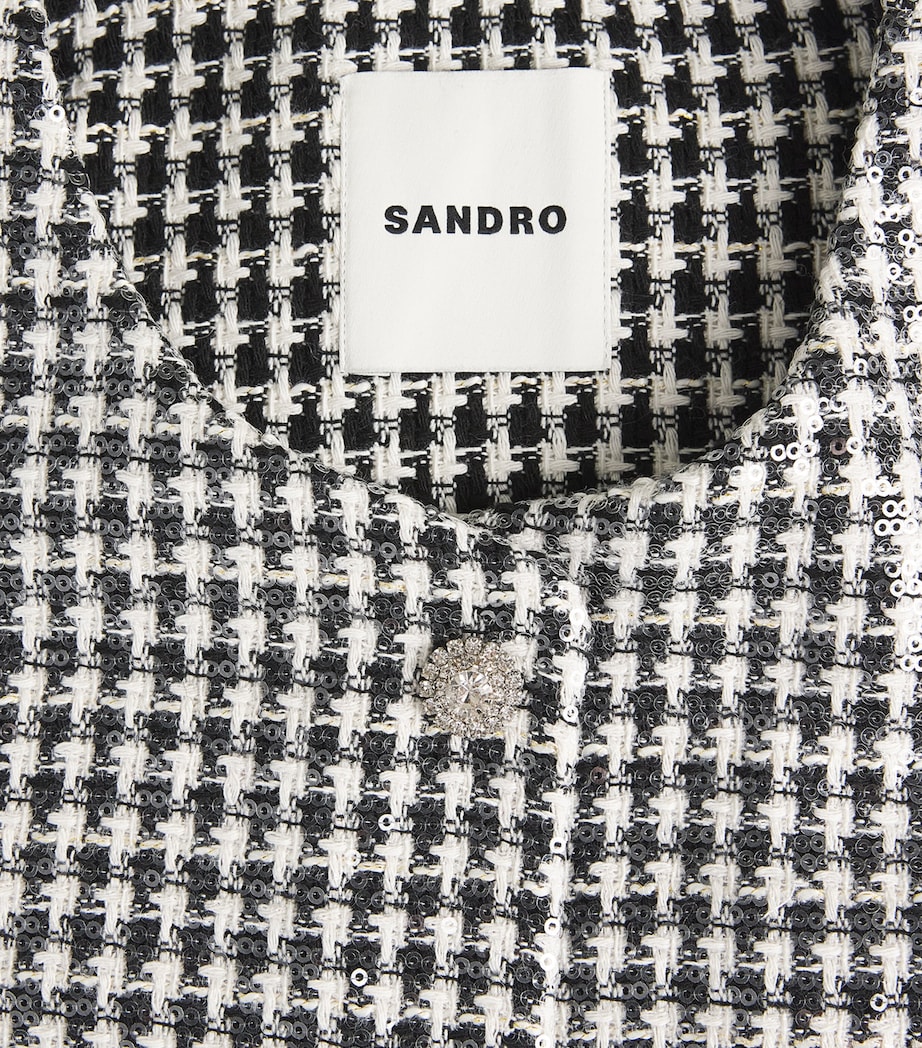 Tweed Houndstooth Sequin Jacket BLACK / WHITE Image 5