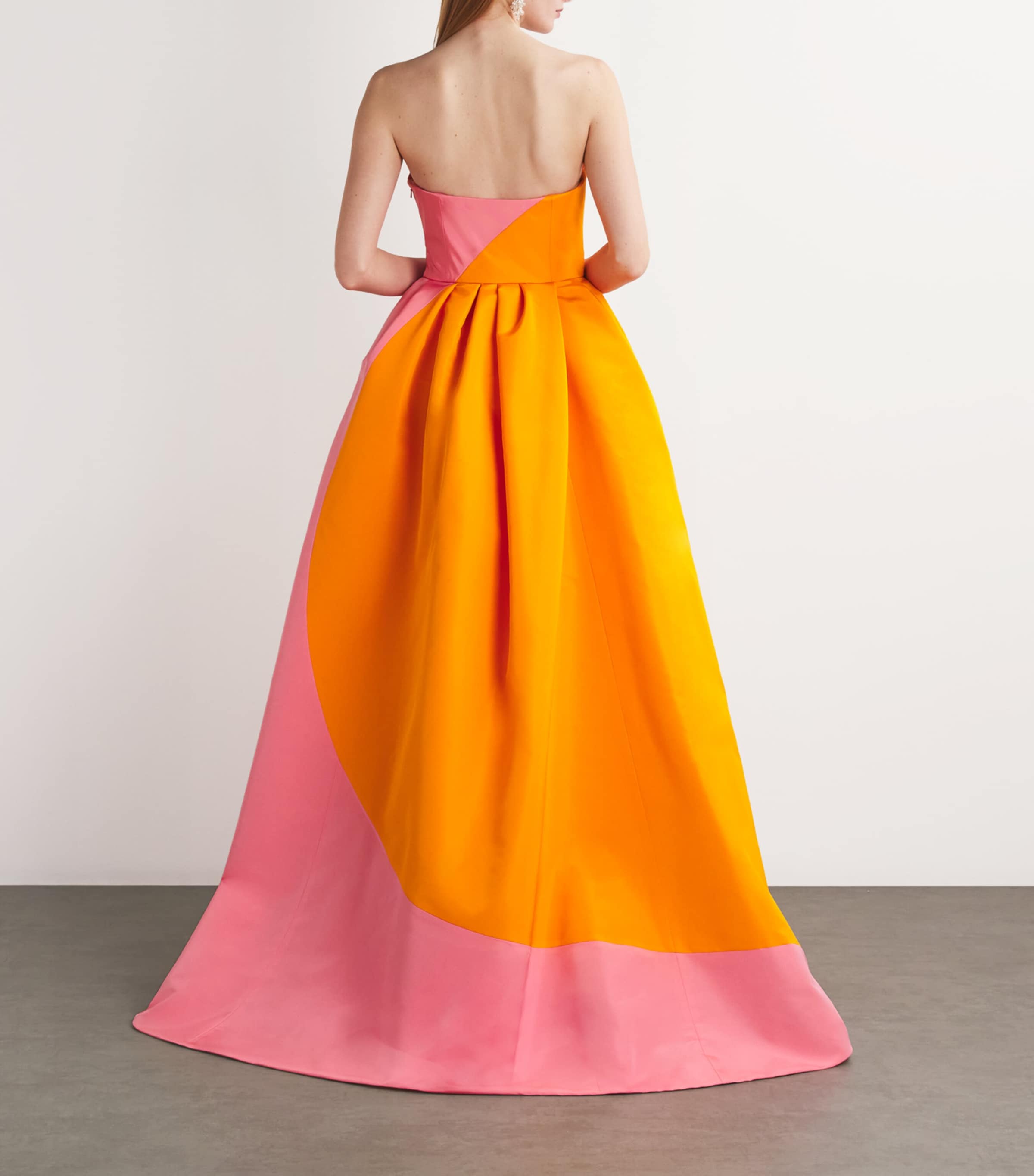 Carolina Herrera Womens Silk Colour-Block Strapless Gown Sunset Multi Image 3