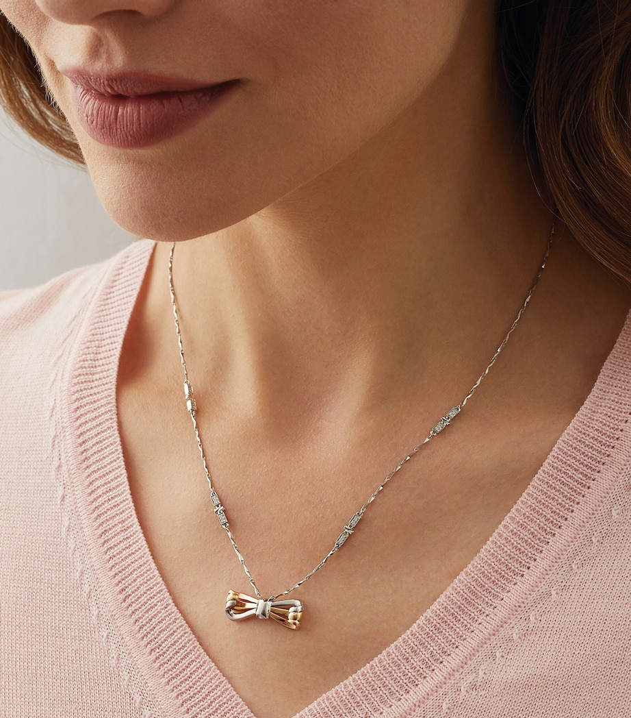 Platinum and Mixed Gold Ashoka Ribbons Pendant Necklace PLATINUM Image 3