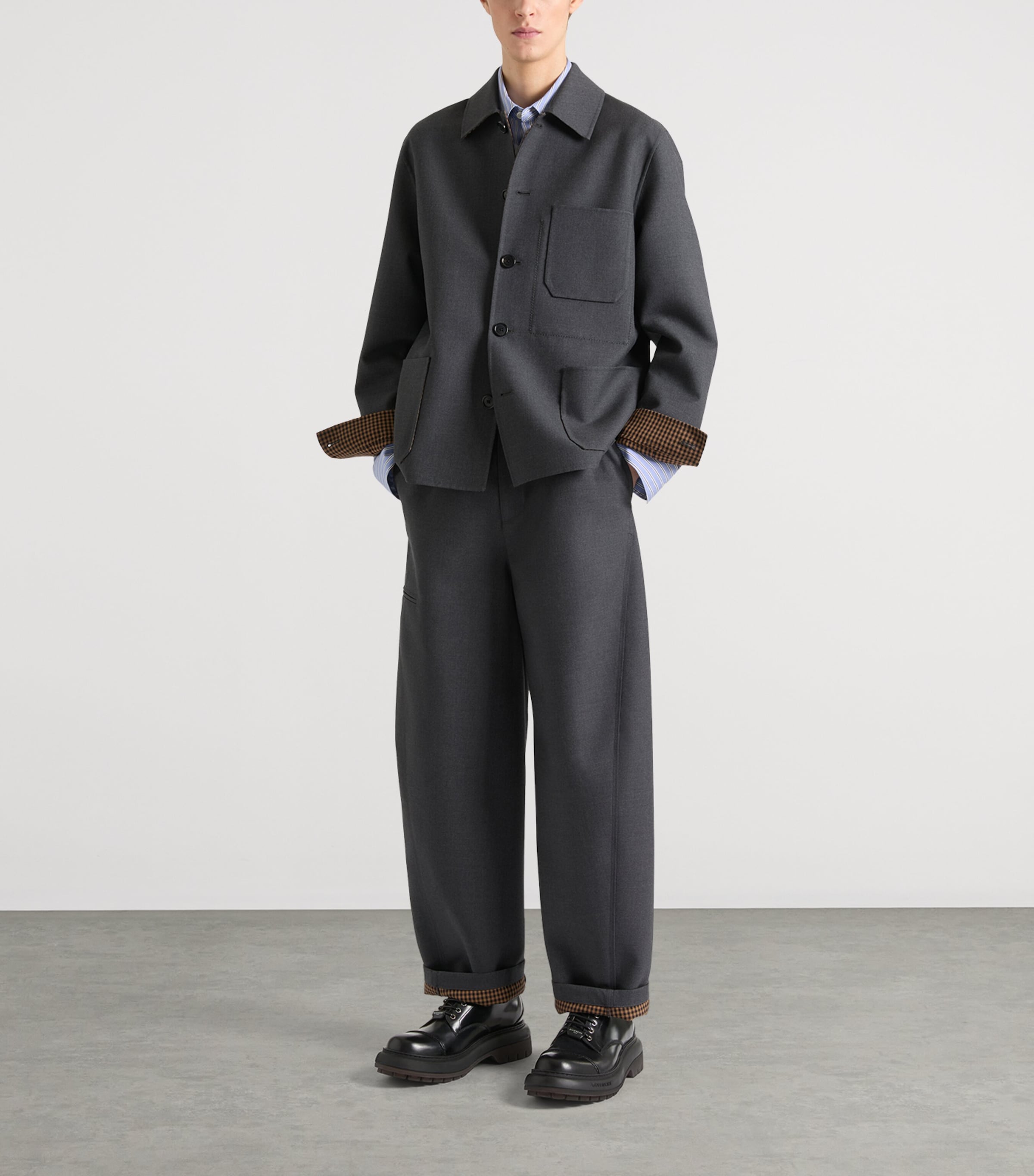 Givenchy Mens Wool-Silk Couture Seam Trousers Image 2
