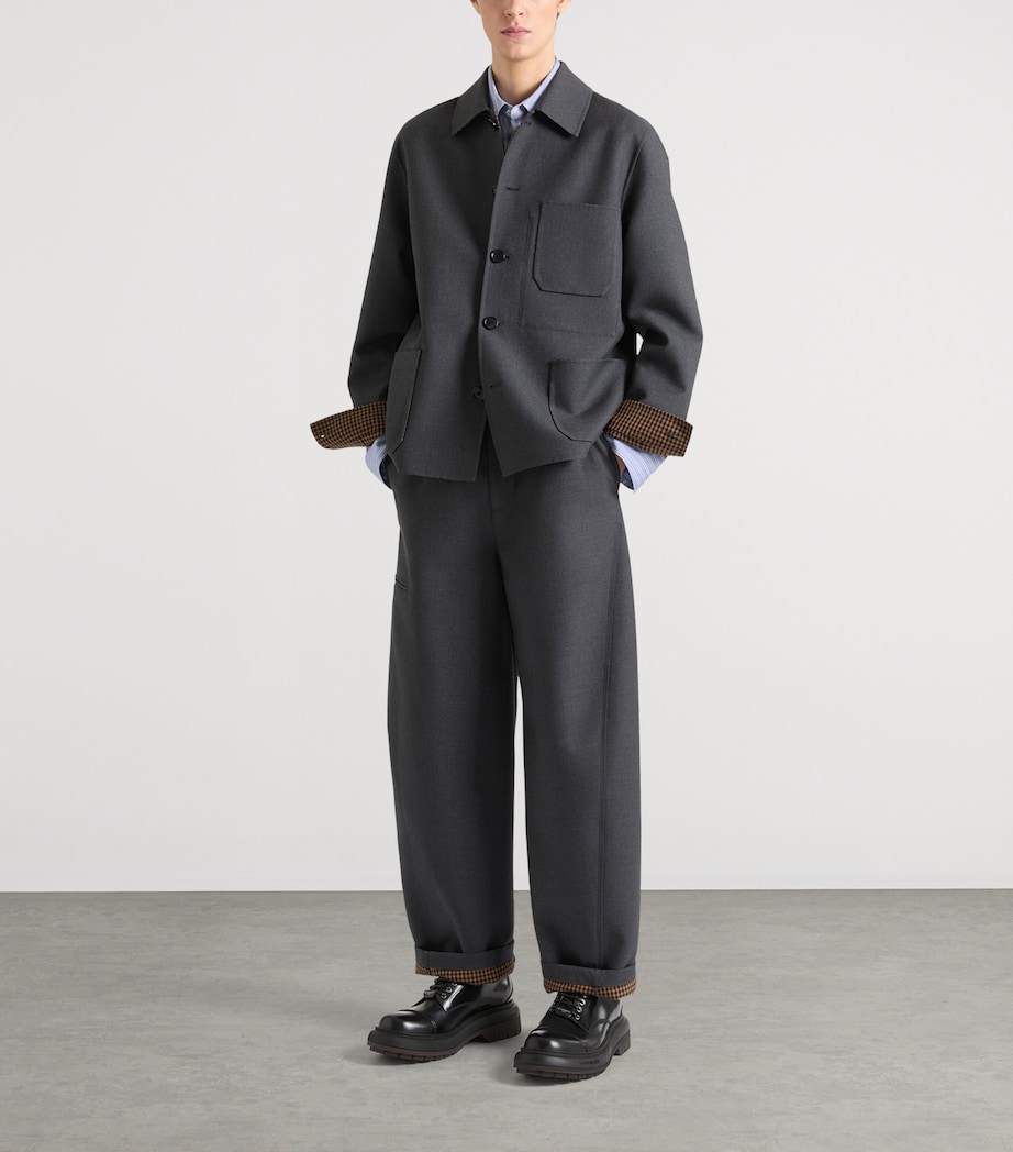 Givenchy Mens Wool-Silk Couture Seam Trousers Image 2