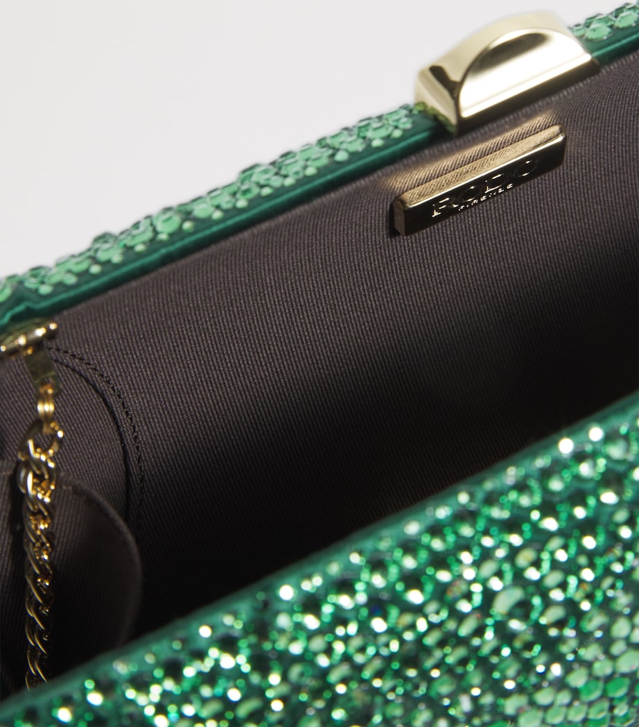 Rodo Silk Crystal Clutch Bag Sage Green Image 4