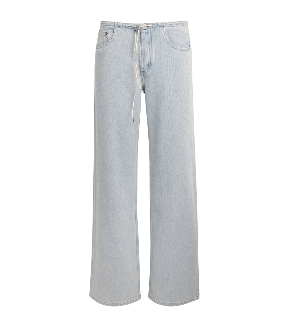 STILL HERE Womens Drawstring Cool Wide-Leg Jeans Cloud Vintage Blue Image 1
