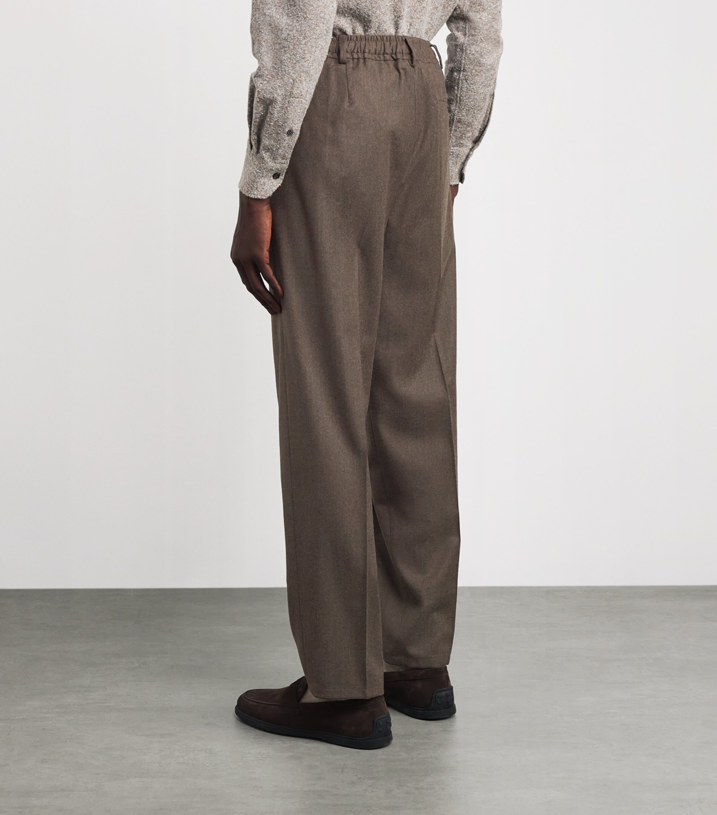 Virgin Wool-Cashmere Flat Front Trousers 41 BROWN Image 4