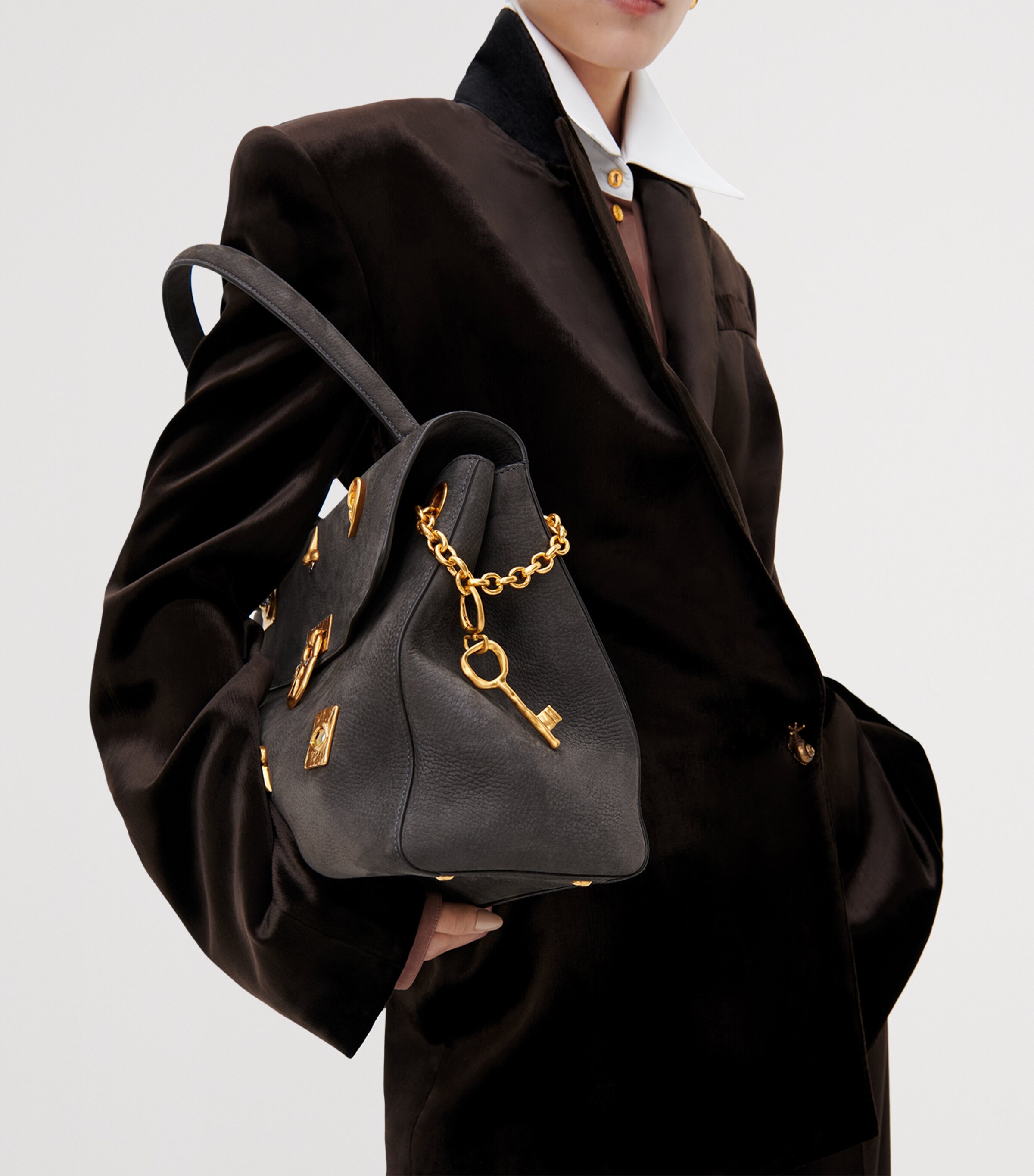 Schiaparelli Leather Secret Bijoux Top-Handle Bag Dark Grey Image 2
