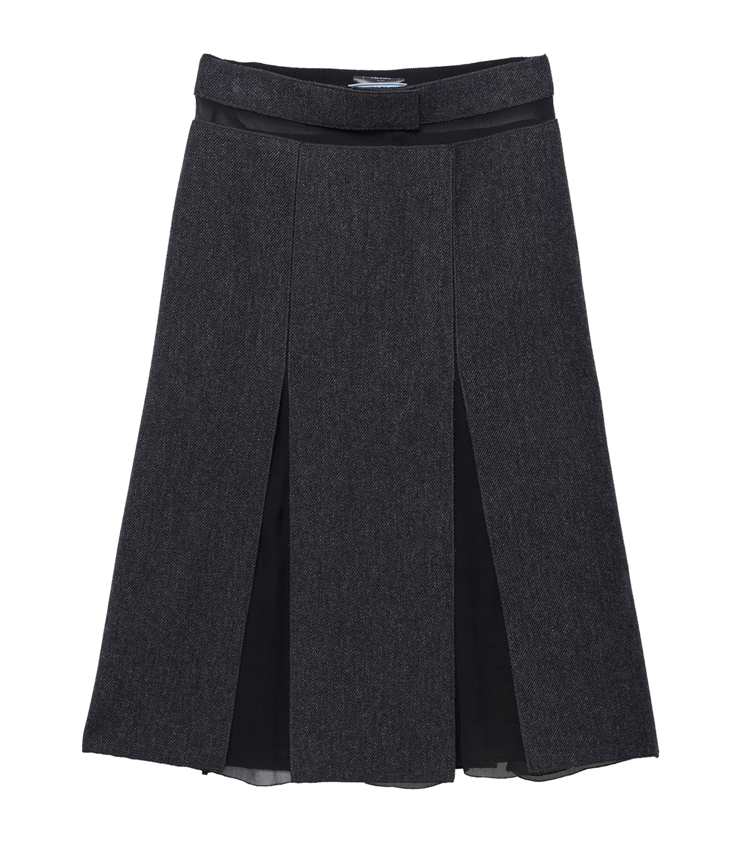 Prada Womens Wool Midi Skirt Grey Image 1