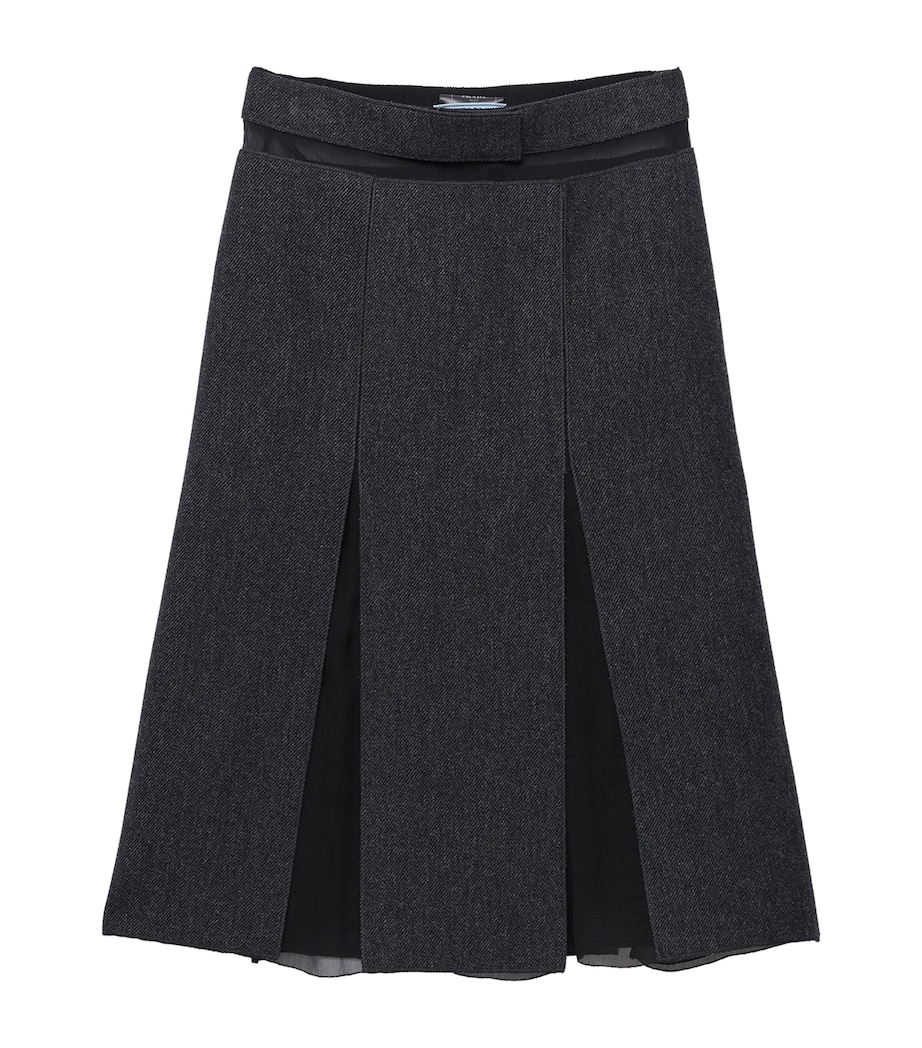 Prada Womens Wool Midi Skirt Grey Image 1