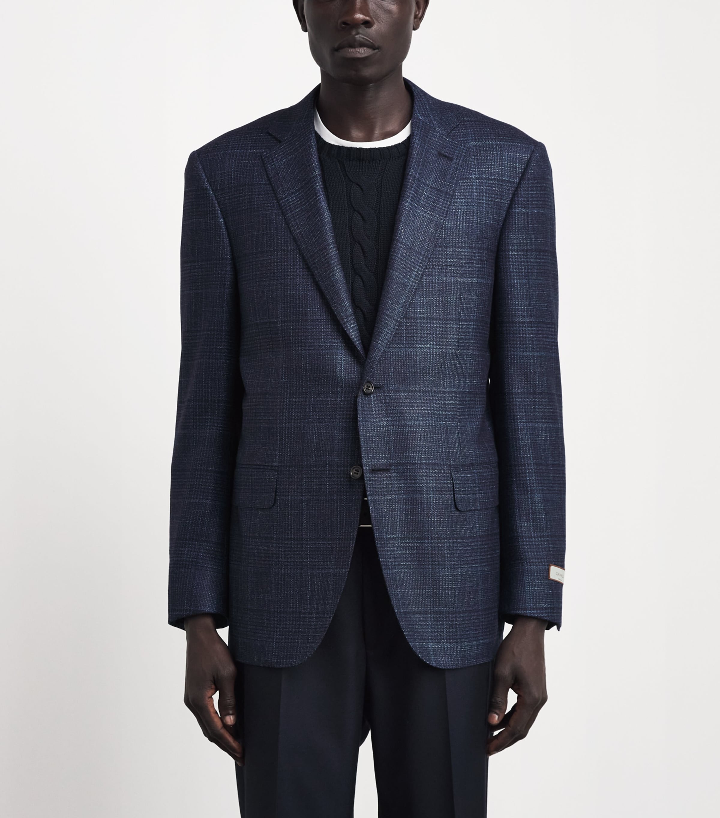 Canali Mens Wool-Cashmere-Silk Blazer Navy Image 4