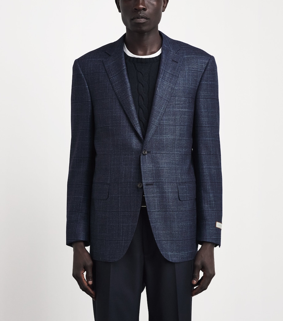 Canali Mens Wool-Cashmere-Silk Blazer Navy Image 4
