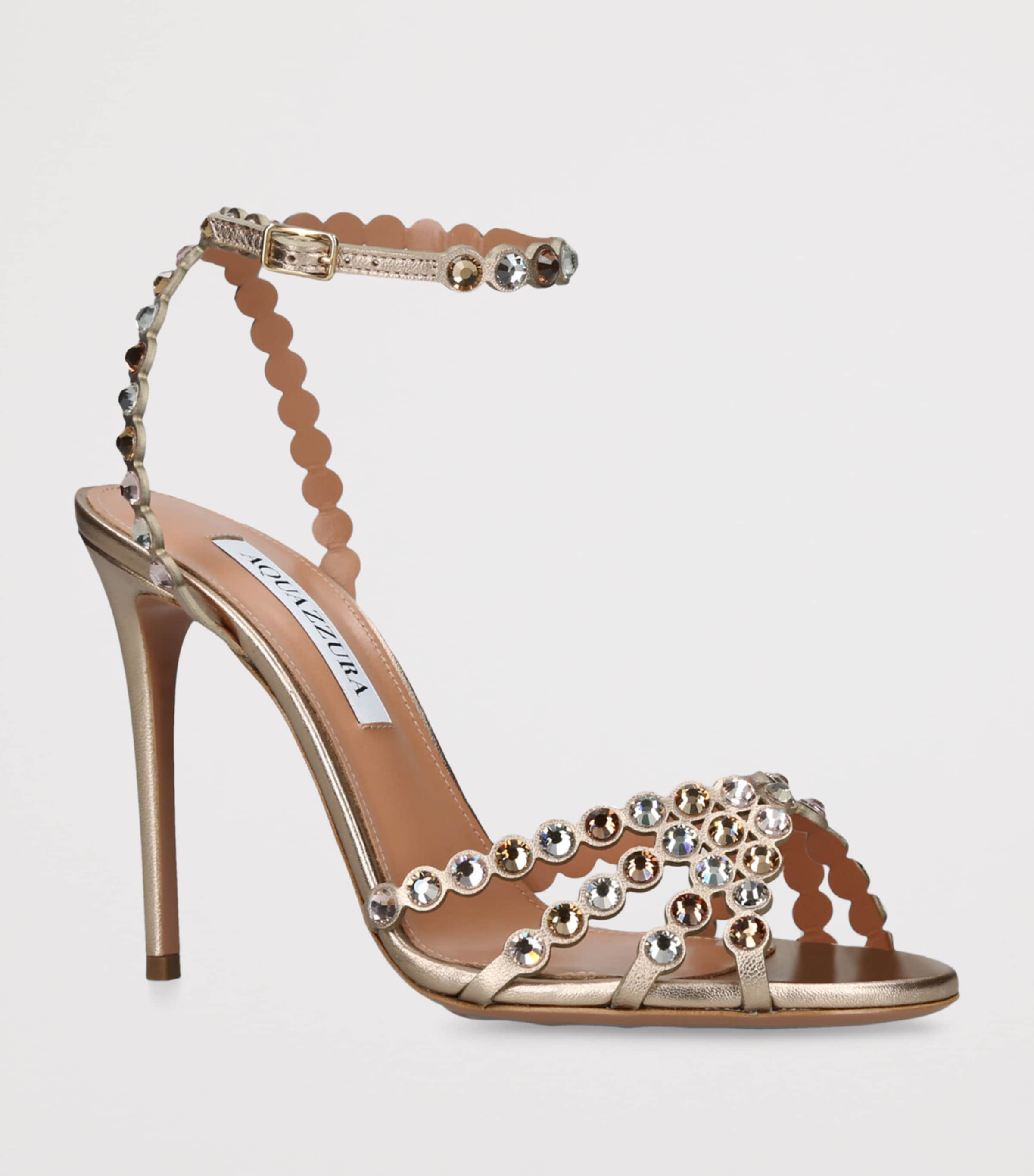 Aquazzura Leather Tequila Sandals 105 Champagne Image 3