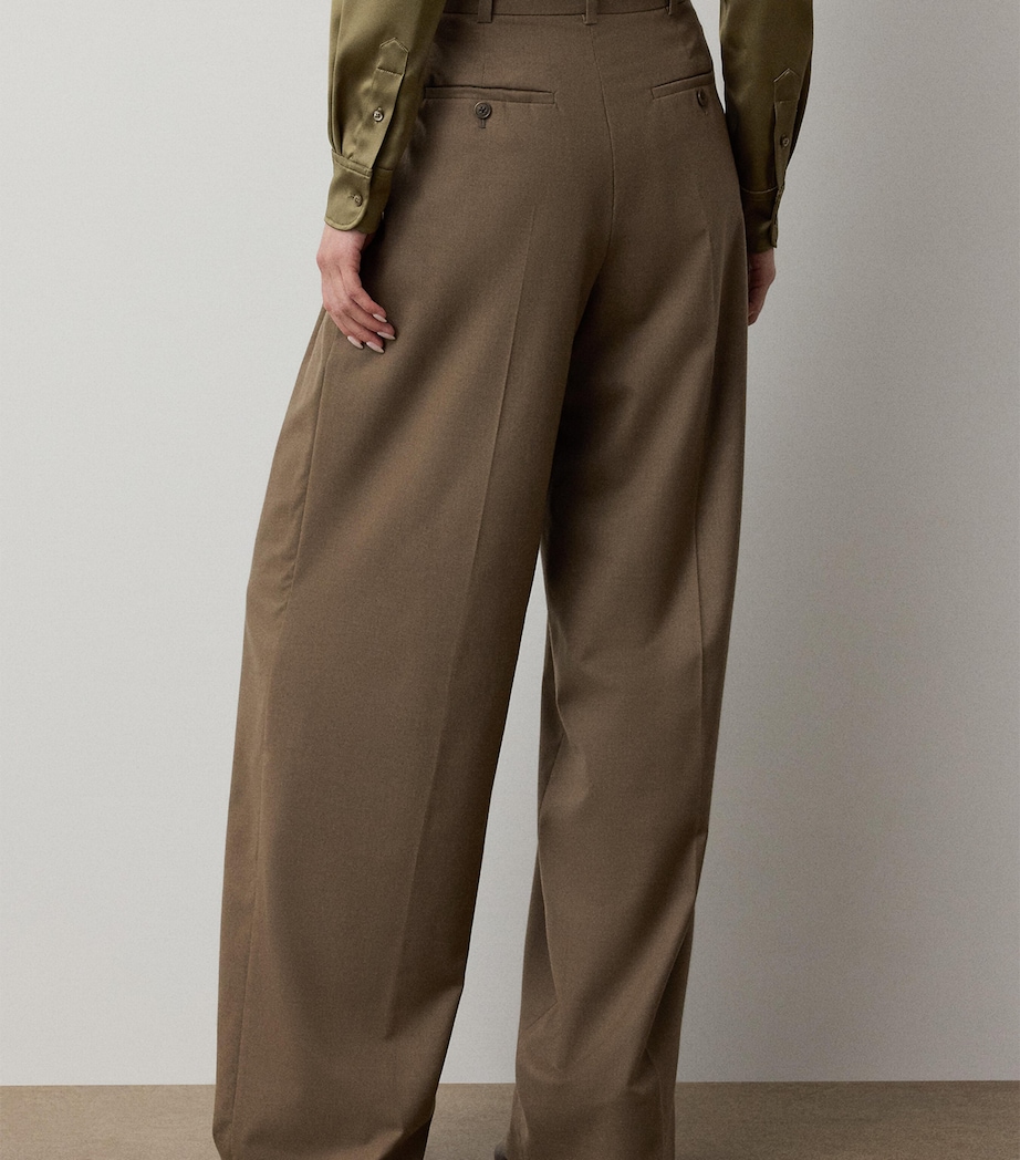 Ralph Lauren Collection Womens Wool-Blend Clarice Trousers Taupe Melange Image 3