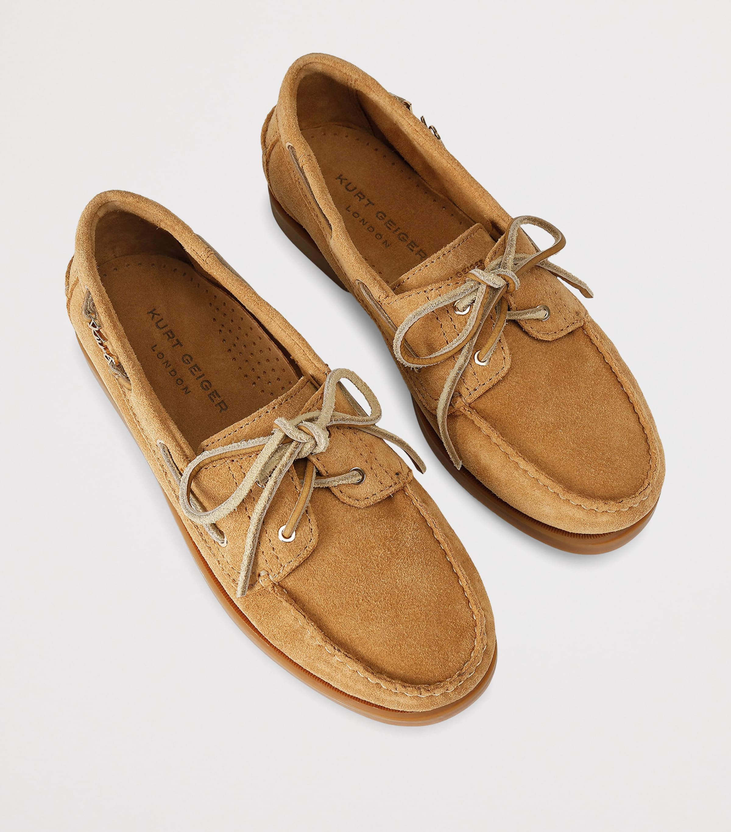 Kurt Geiger London Suede Boat Shoes Tan Image 3