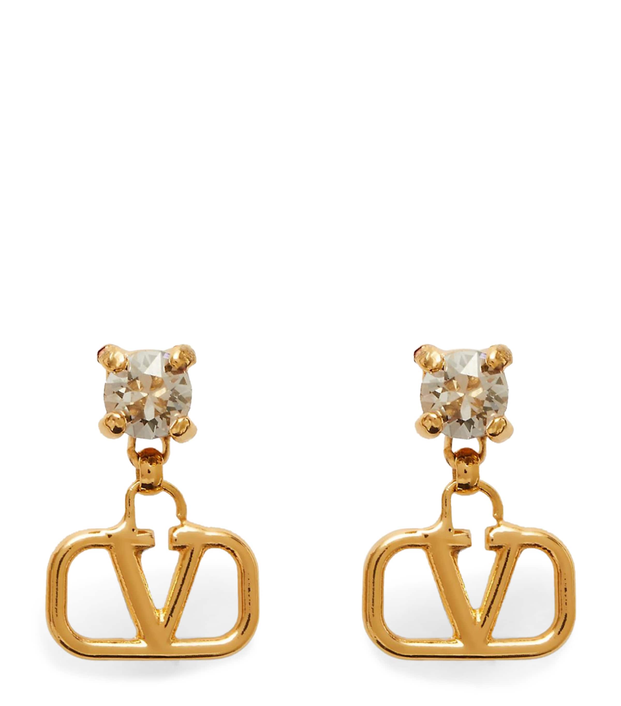 Valentino Gemstone Accent Stud Earrings With Gold-tone Finish In Gold