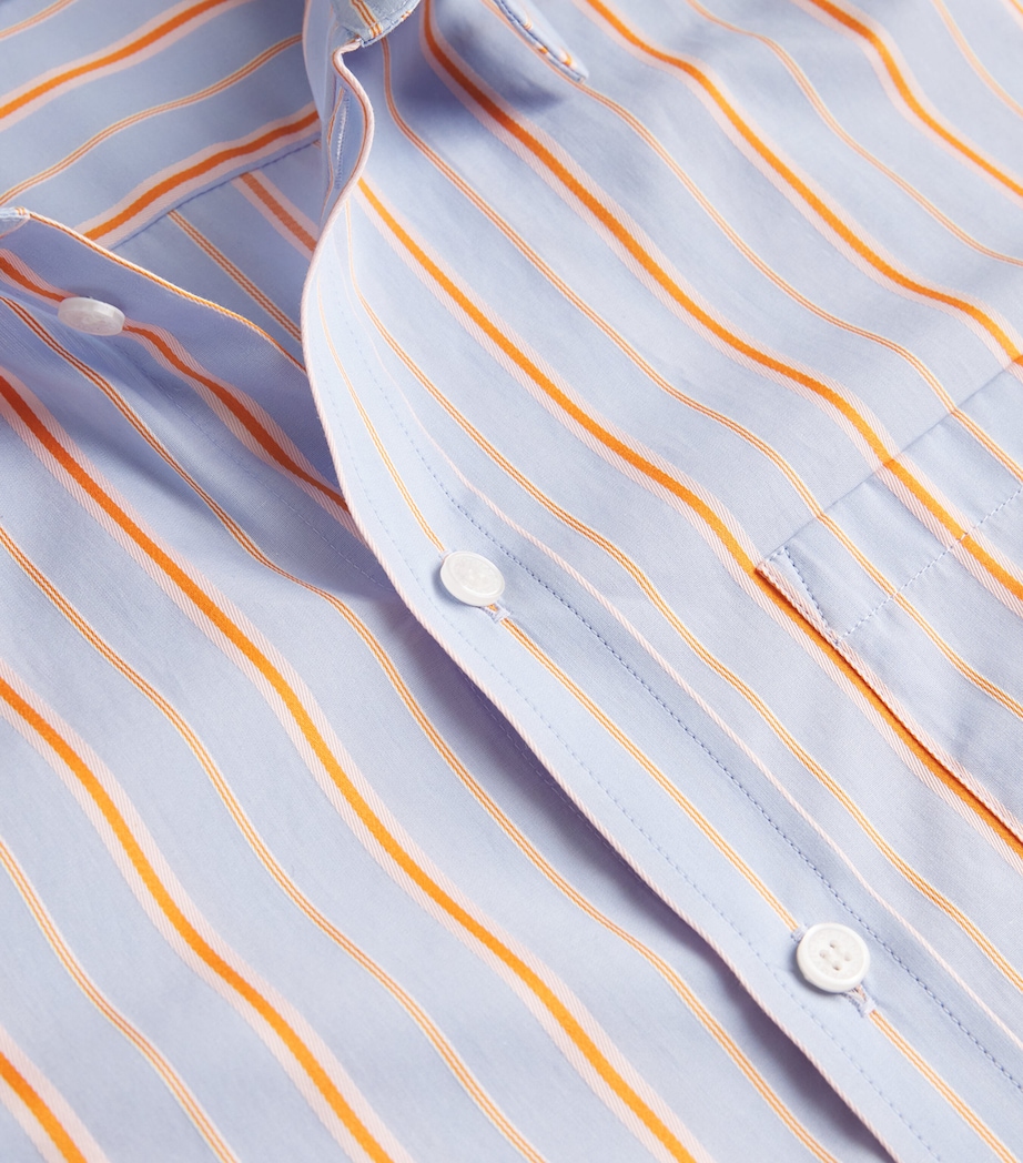Tab-Detail Stripe Shirt 9472 DELPHINIUM/ORNG Image 5