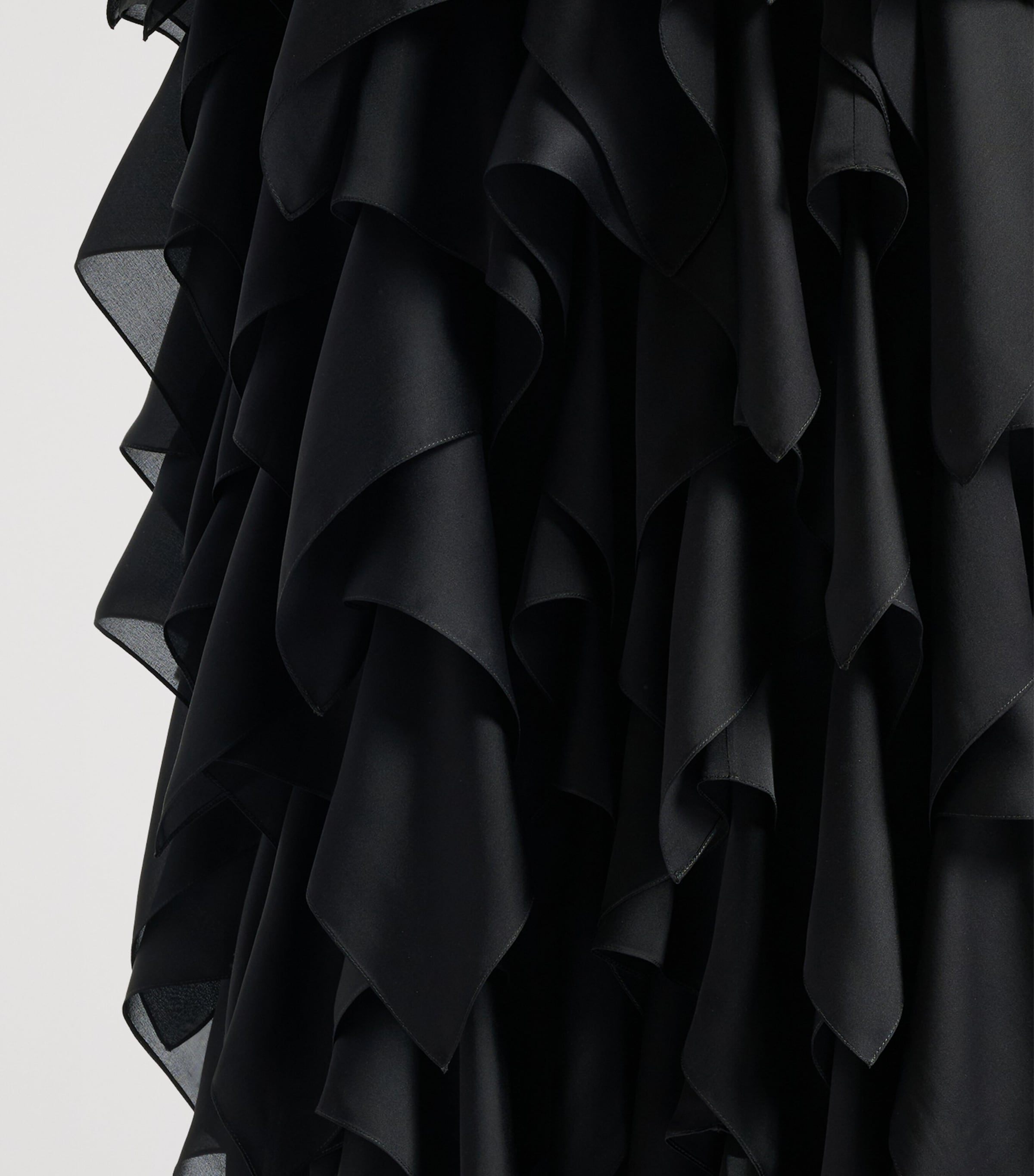 Balmain Womens Silk Ruffled Maxi Skirt Noir Image 7