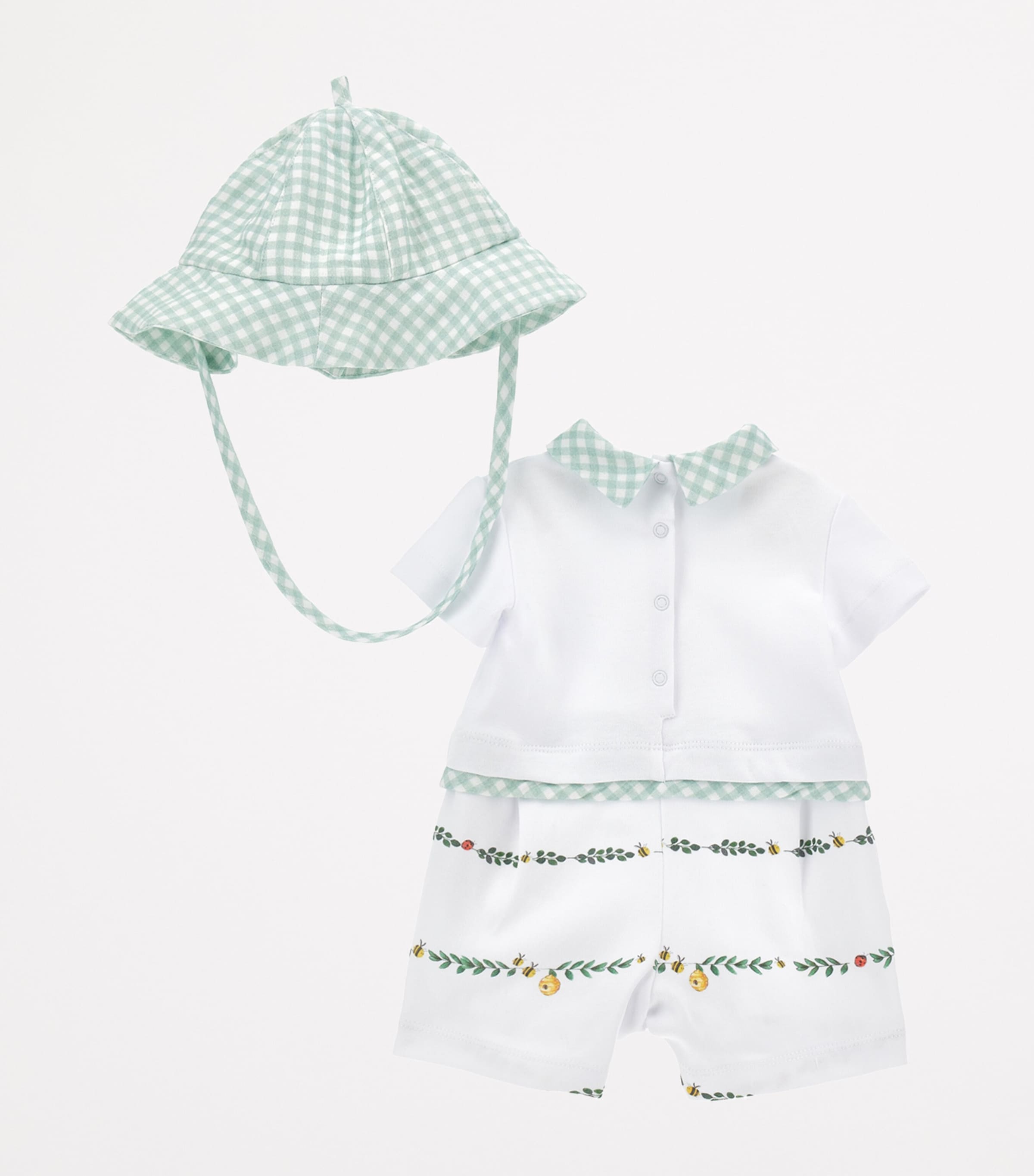 Cotton Duck Print Playsuit and Hat (1-9 Months) BIANCO+MULTICOLOR Image 2