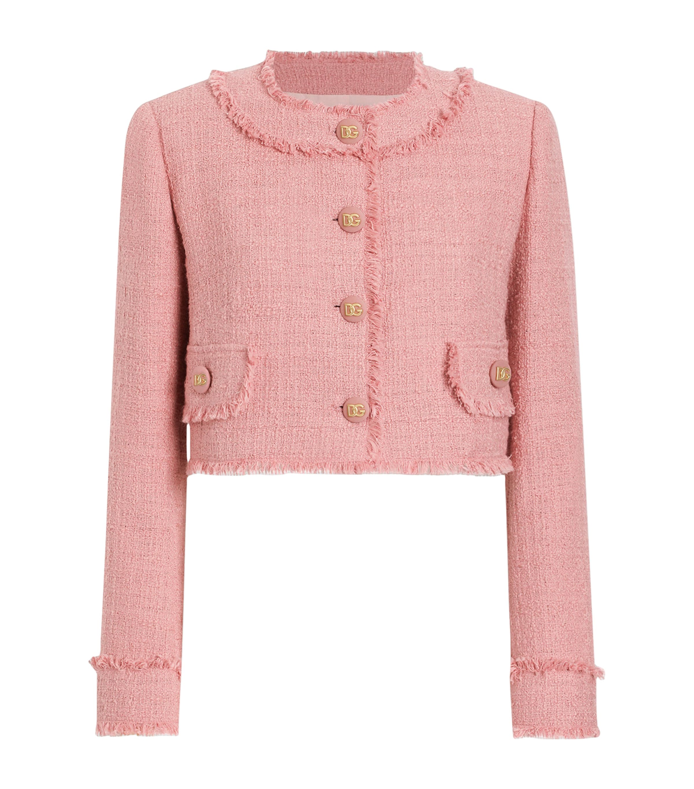 ジャケット Dolce & Gabbana CROPPED TWEED JACKET (F27DAZFU3JL N0000) Cropped single-breasted bouclé tweed jacket with bejeweled