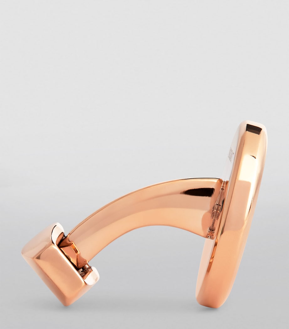 Tateossian Rose Gold-Plated Pearl Cufflinks White Image 3