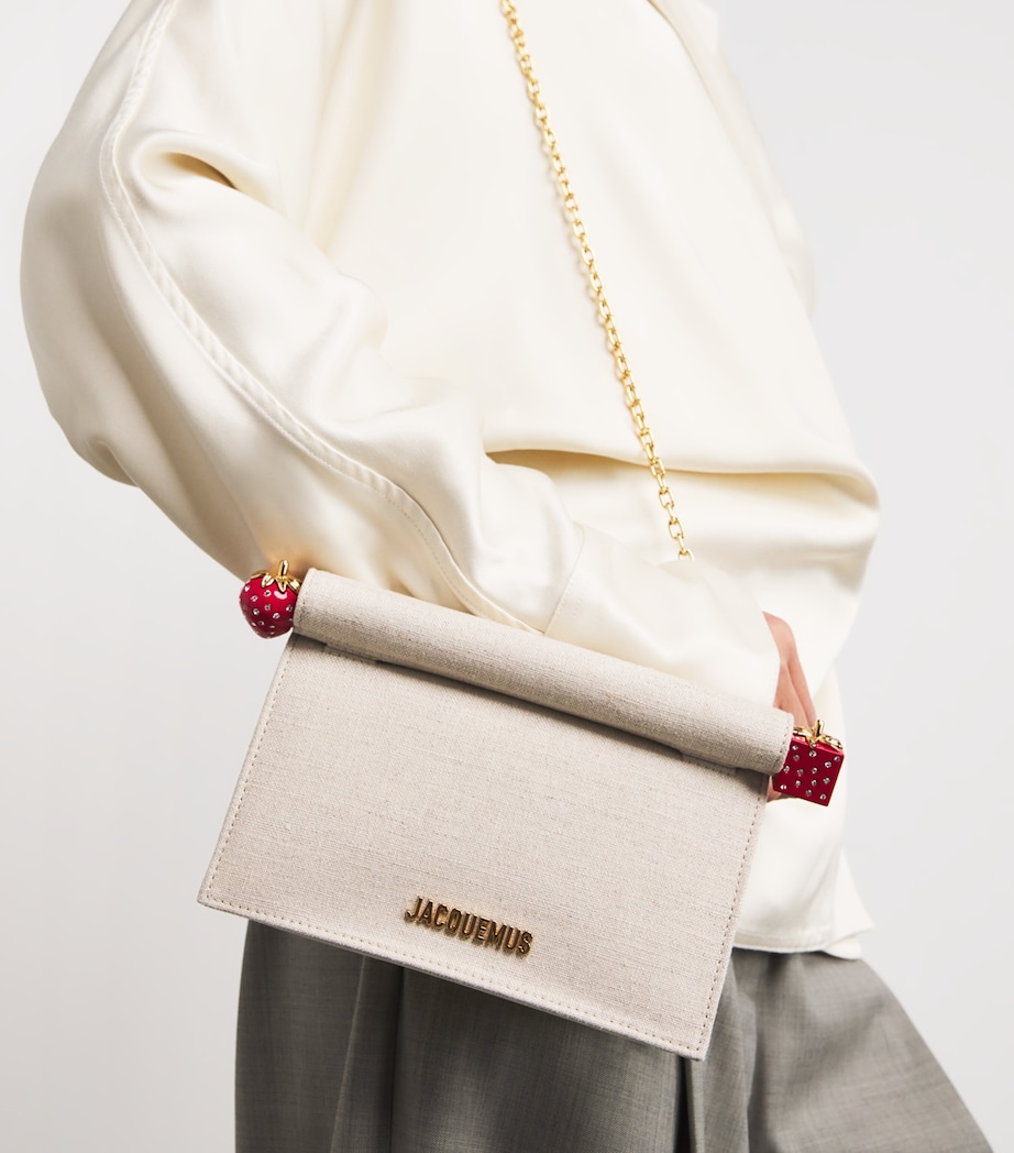 Small Canvas Rond Carré Clutch Bag 140 LIGHT GREIGE Image 5