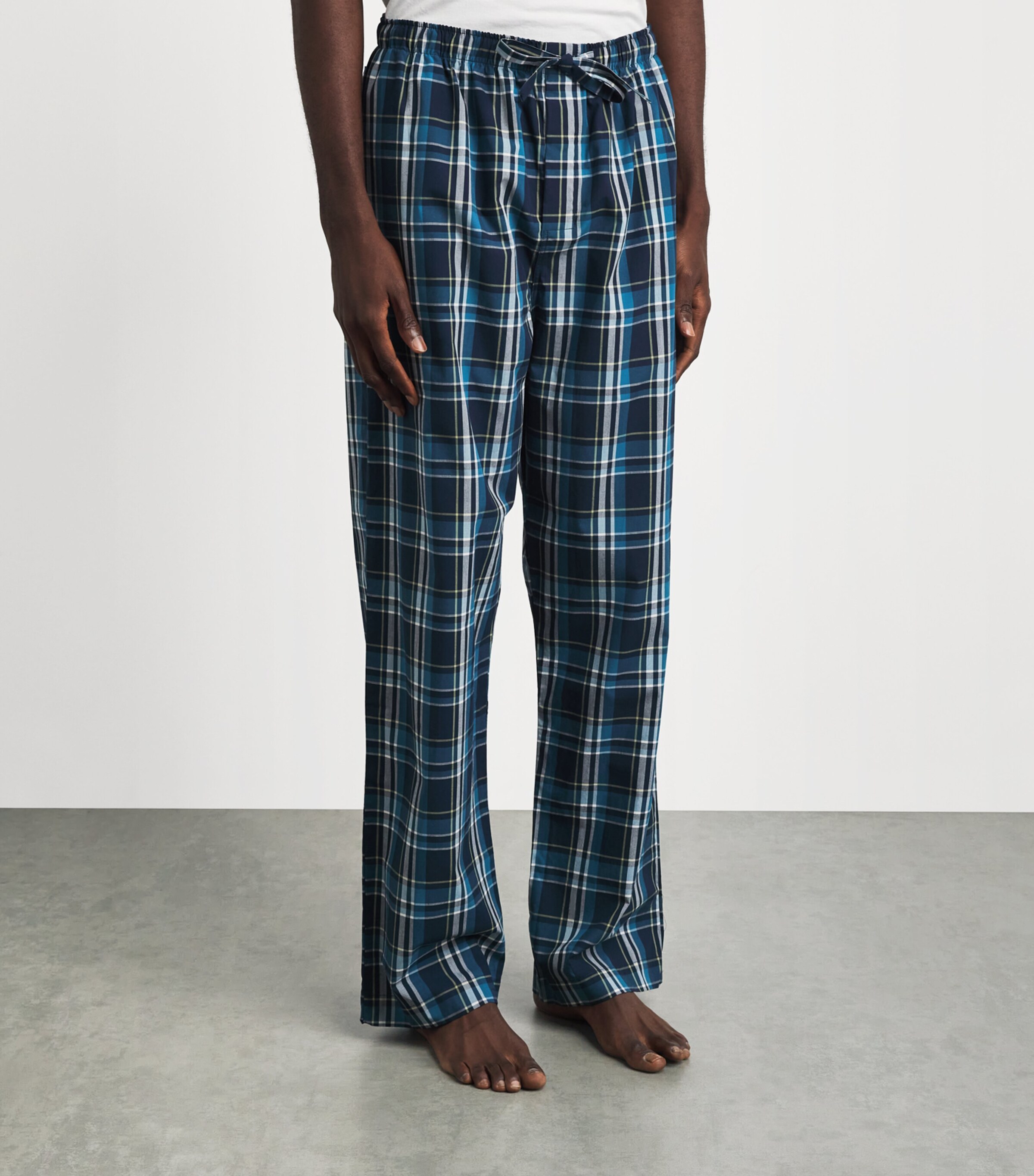 Derek Rose Mens Check Barker Pyjama Bottoms Nav Image 4