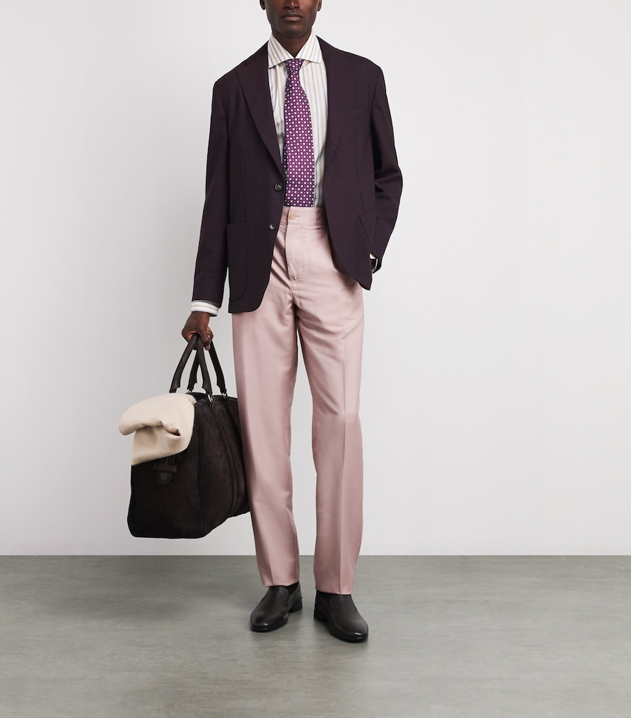 Isaia Mens Wool-Mohair-Silk Comfort Trousers Image 2