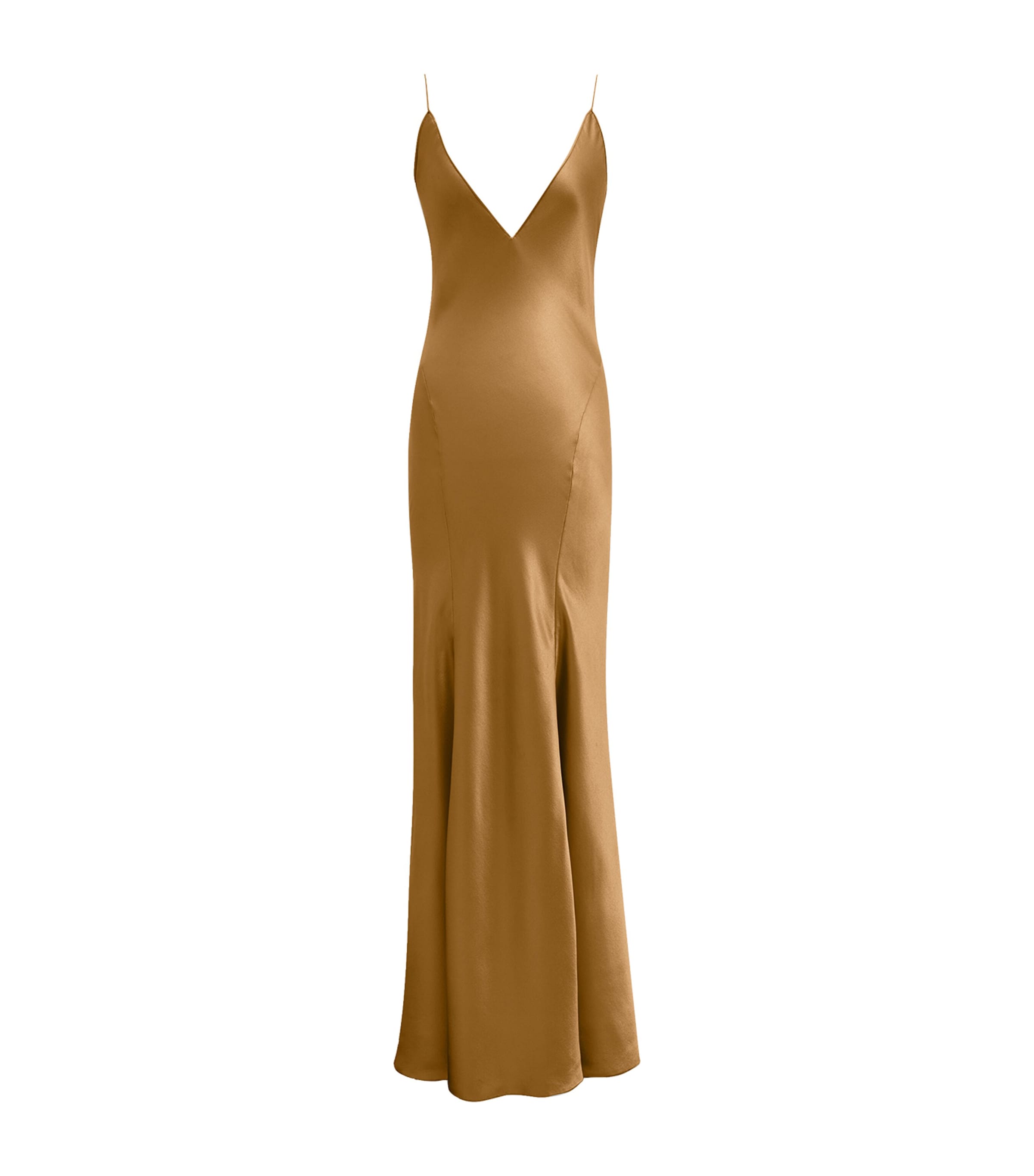 Saint Laurent Open-back Paneled Silk-satin Gown In Metallic