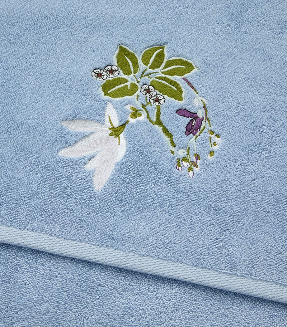 Yves Delorme Organic Cotton Rameau Bath Towel (70cm x 140cm) Blue Image 3