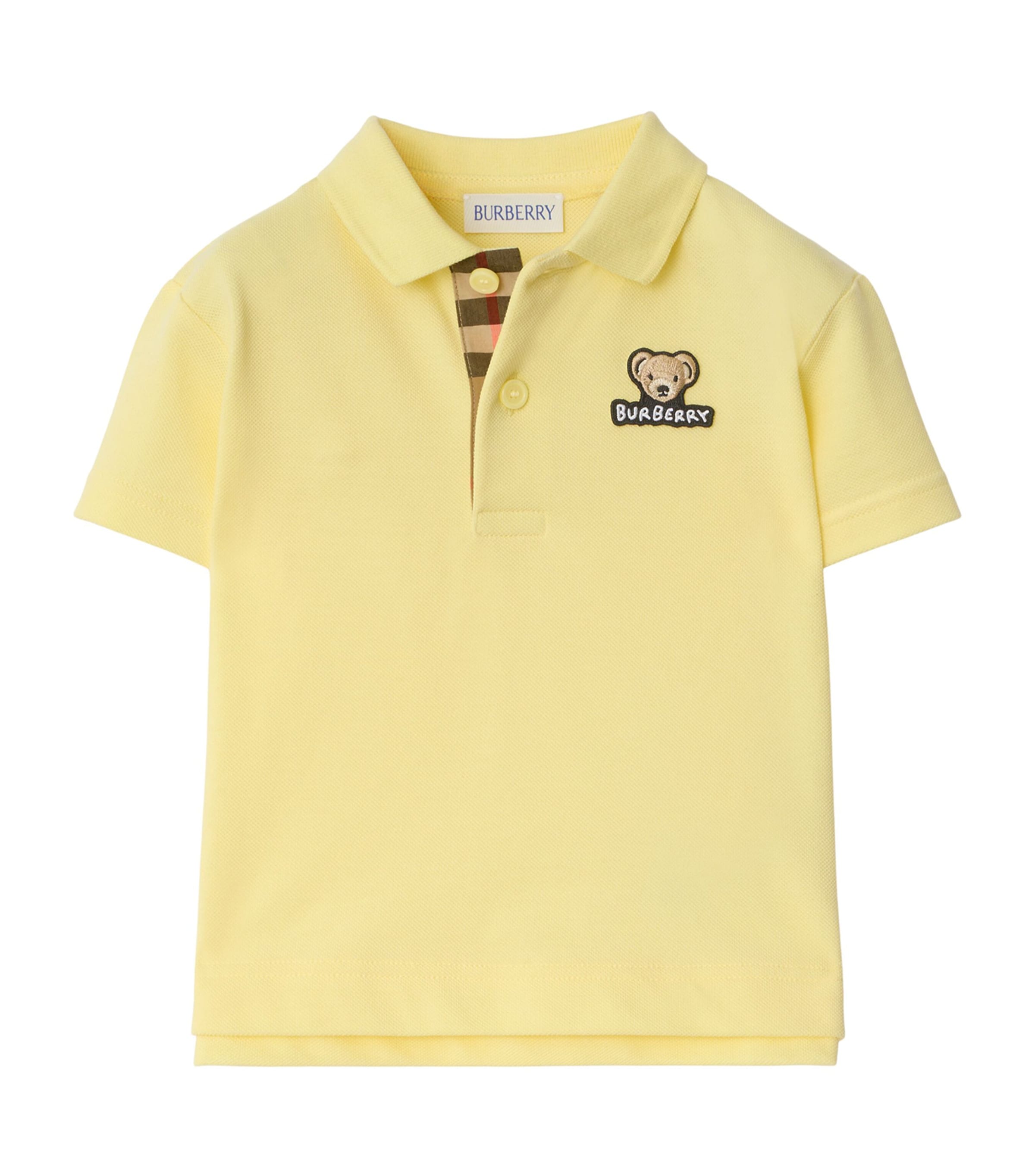 Burberry Kids Yellow Cotton Thomas Bear Polo Shirt (6-24 Months