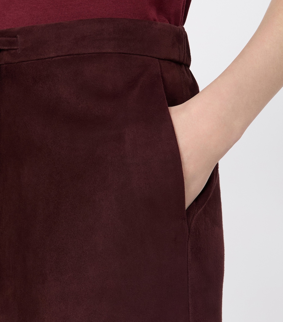 Max Mara Womens Suede Midi Skirt Dark Red Image 5