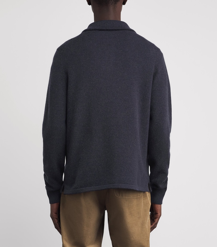 Cashmere Tweel Quarter-Zip Sweater Q25934 NAVY CHARC Image 4