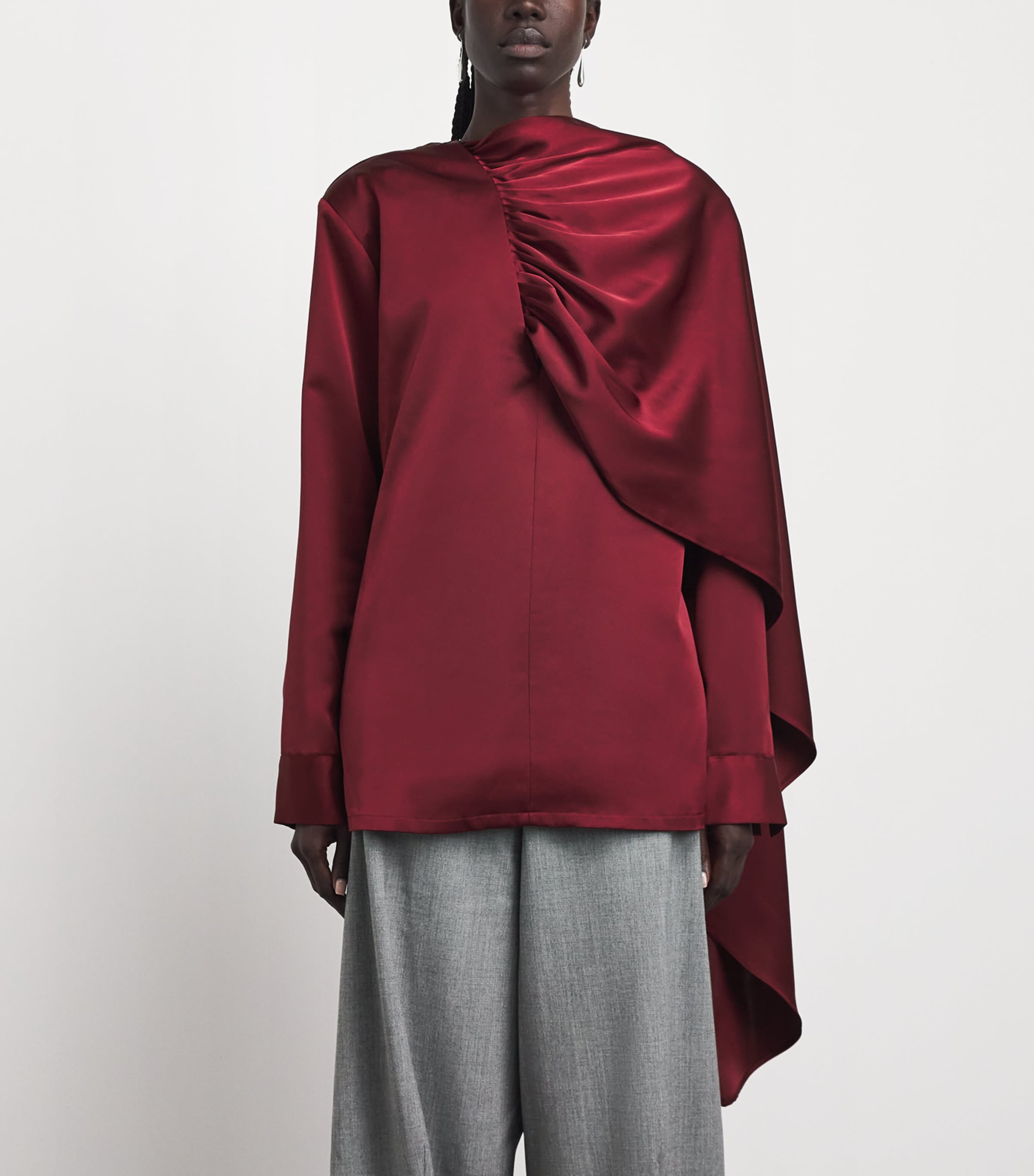 Source Unknown Womens Long-Sleeve Scarf Koa Blouse Bg Image 4